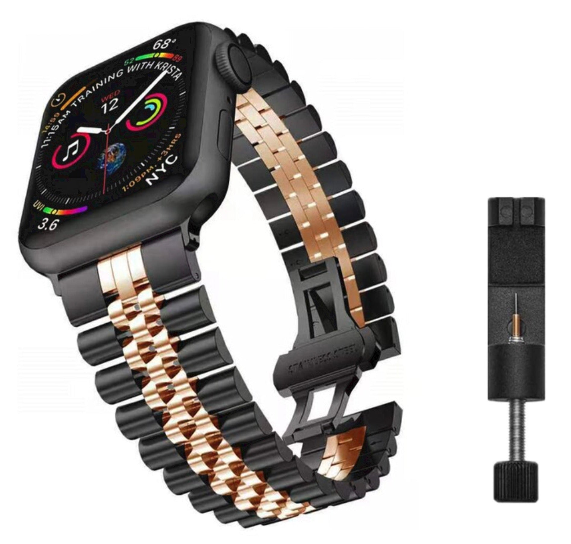 Apple Watch Stahl-Jubiläumsarmband – schwarze Rose