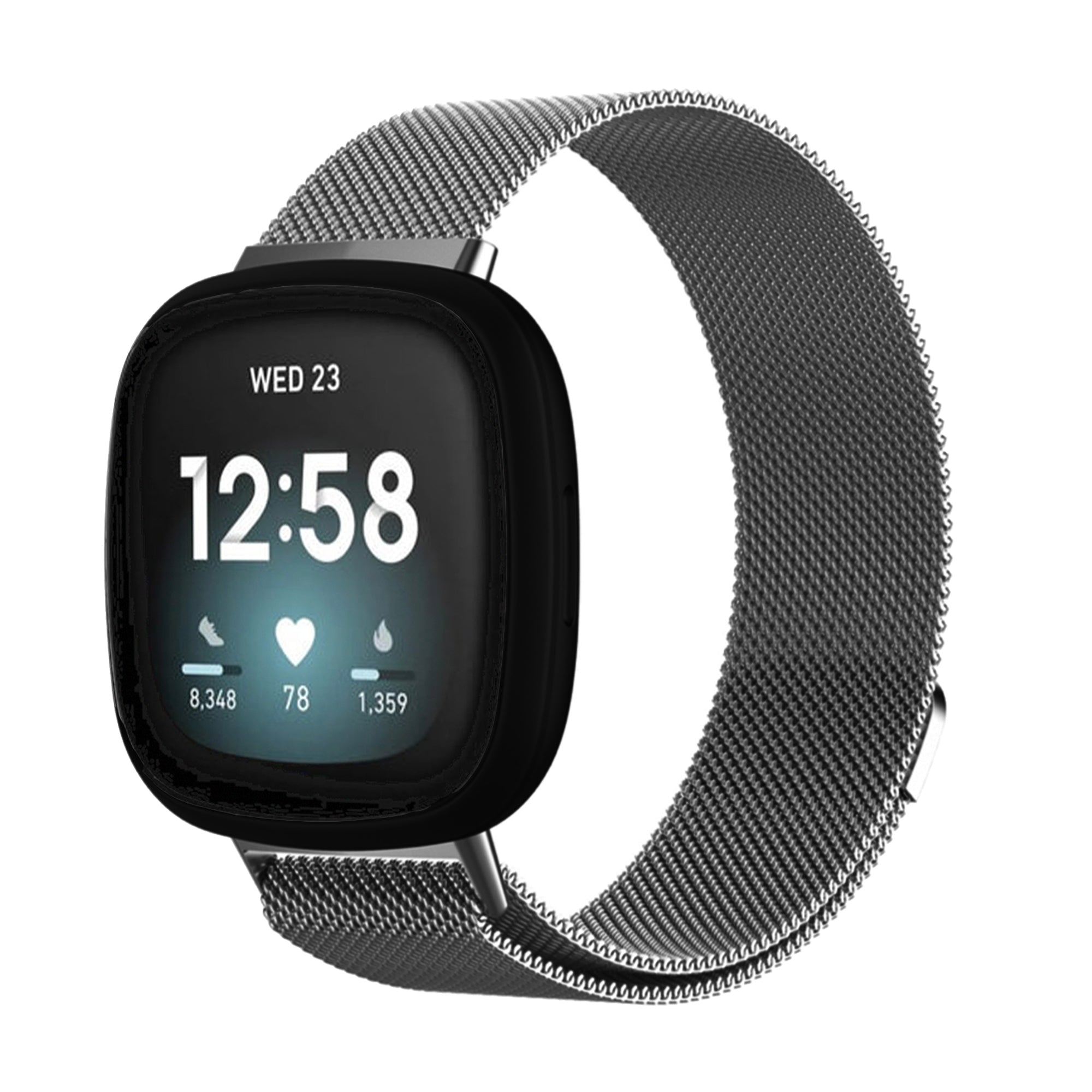 Fitbit Versa 3 / 4 / Sense Milanese-Band – Space Grau