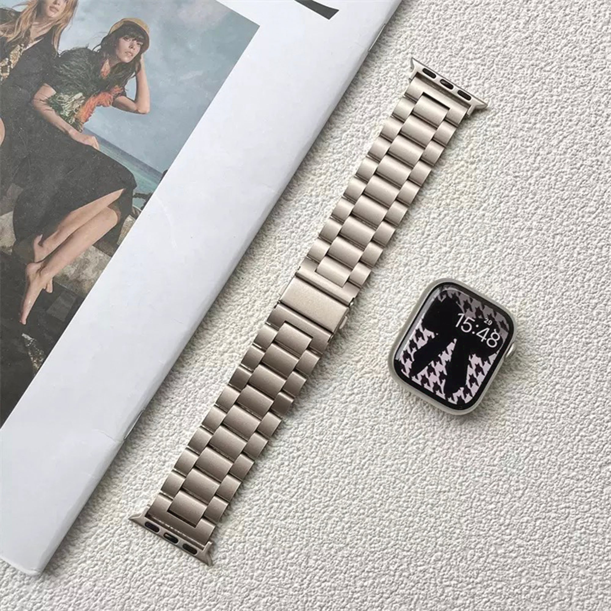 Apple Watch stalen schakel band - starlight