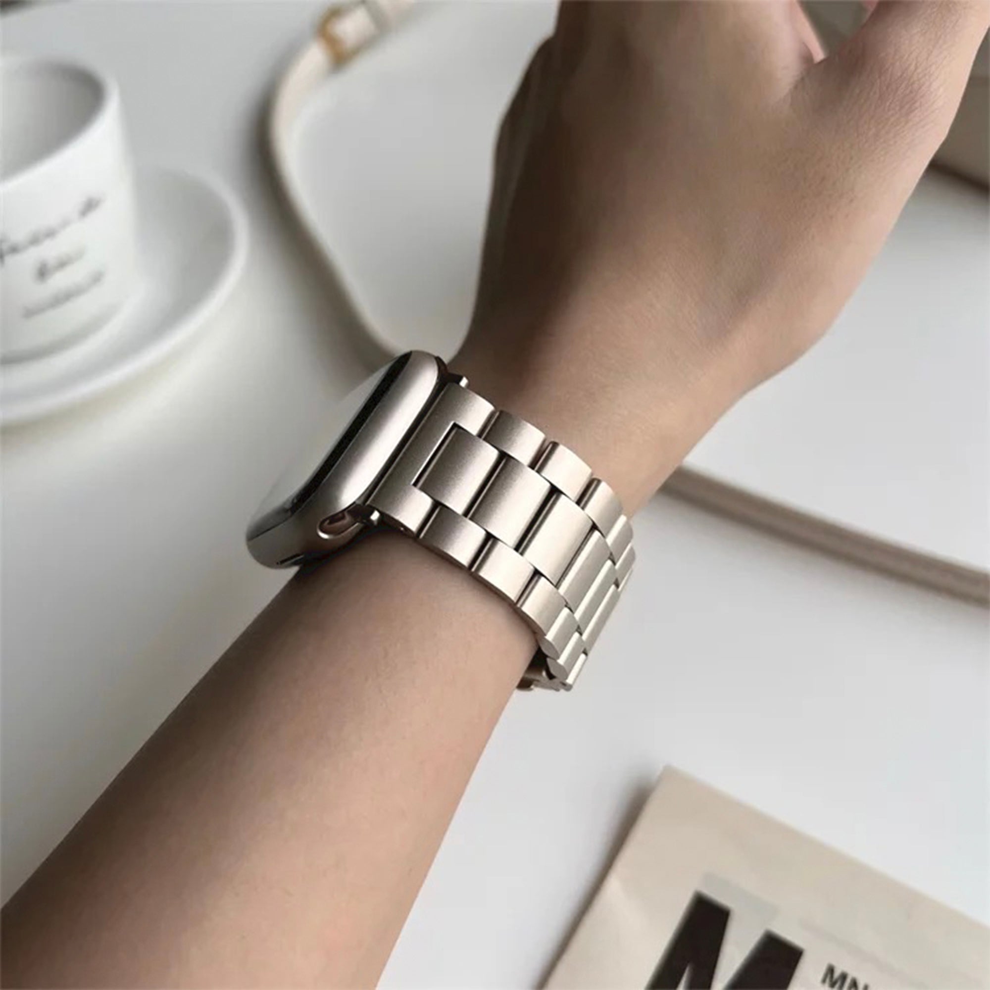 Apple Watch stalen schakel band - starlight