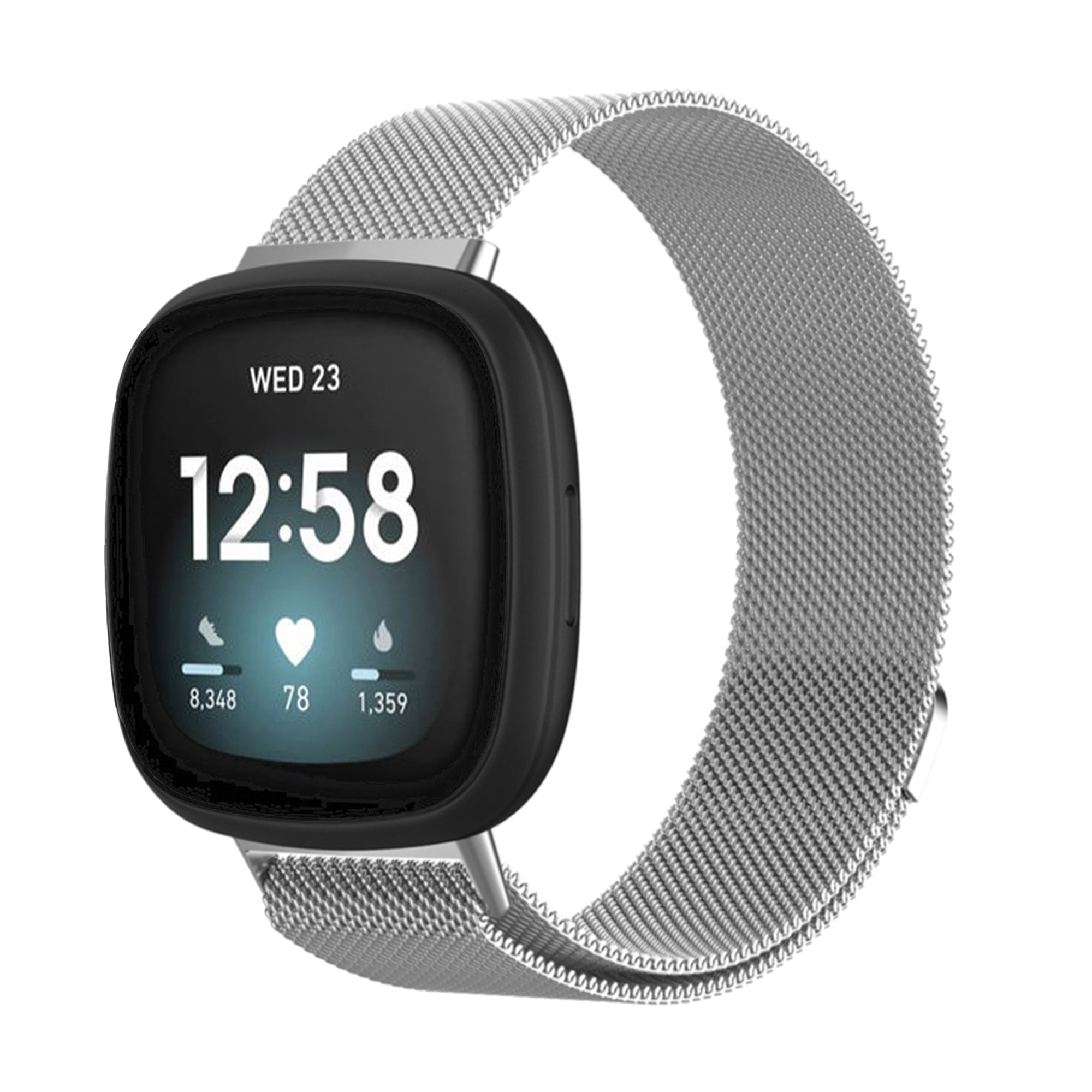 Fitbit Versa 3 / 4 / Sense milanese band - zilver
