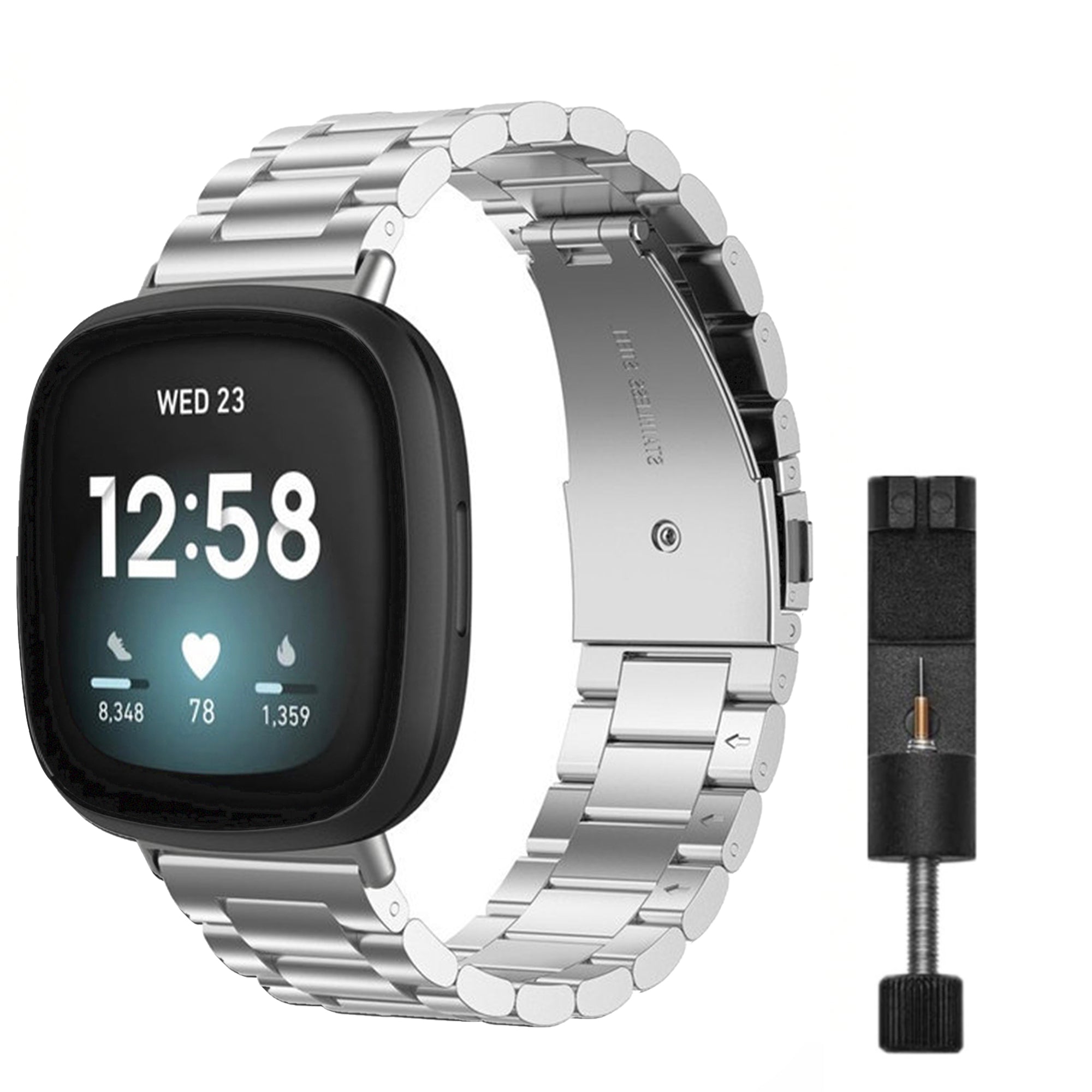 Fitbit Versa Sense link band silver - Main Image