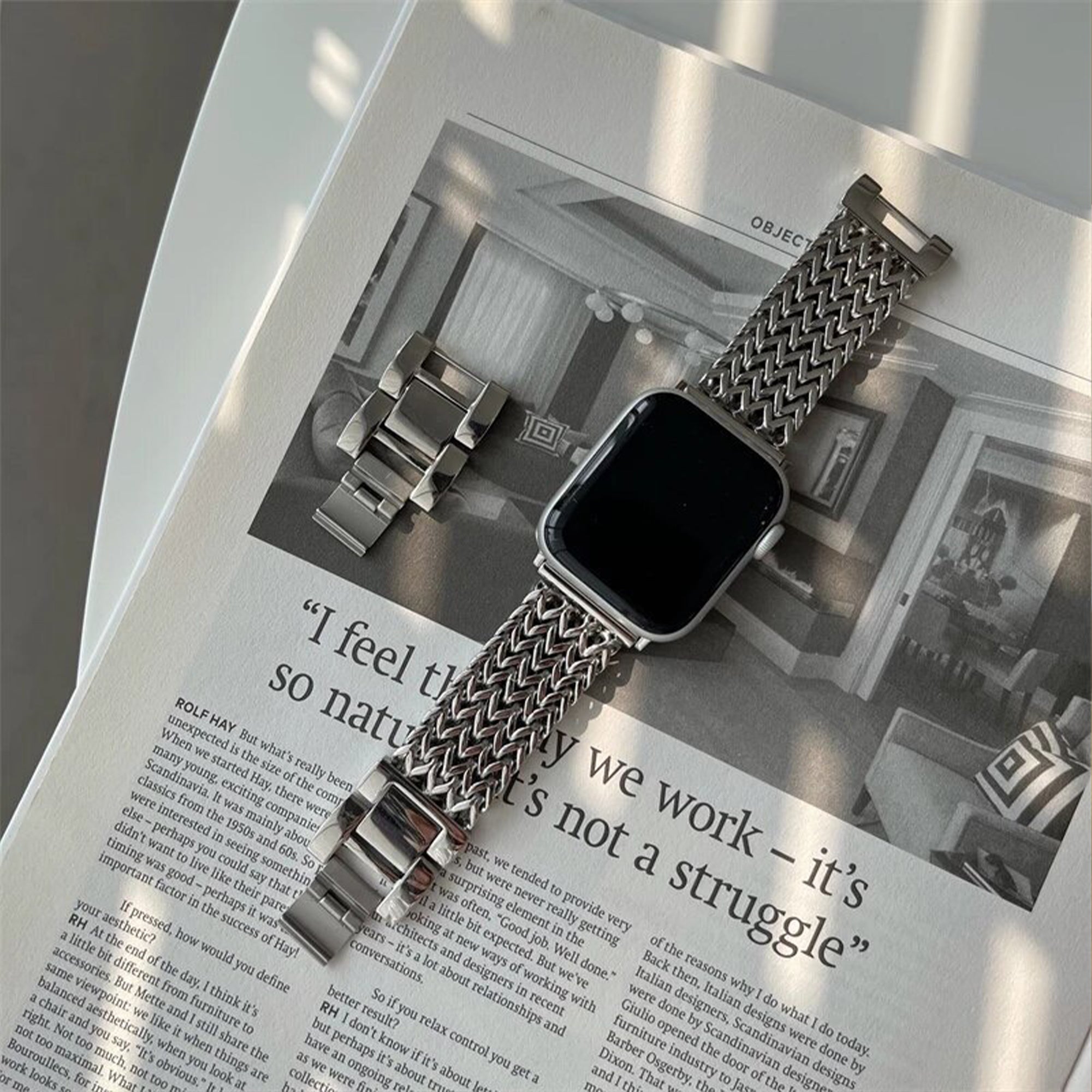Apple Watch herringbone strap - silver