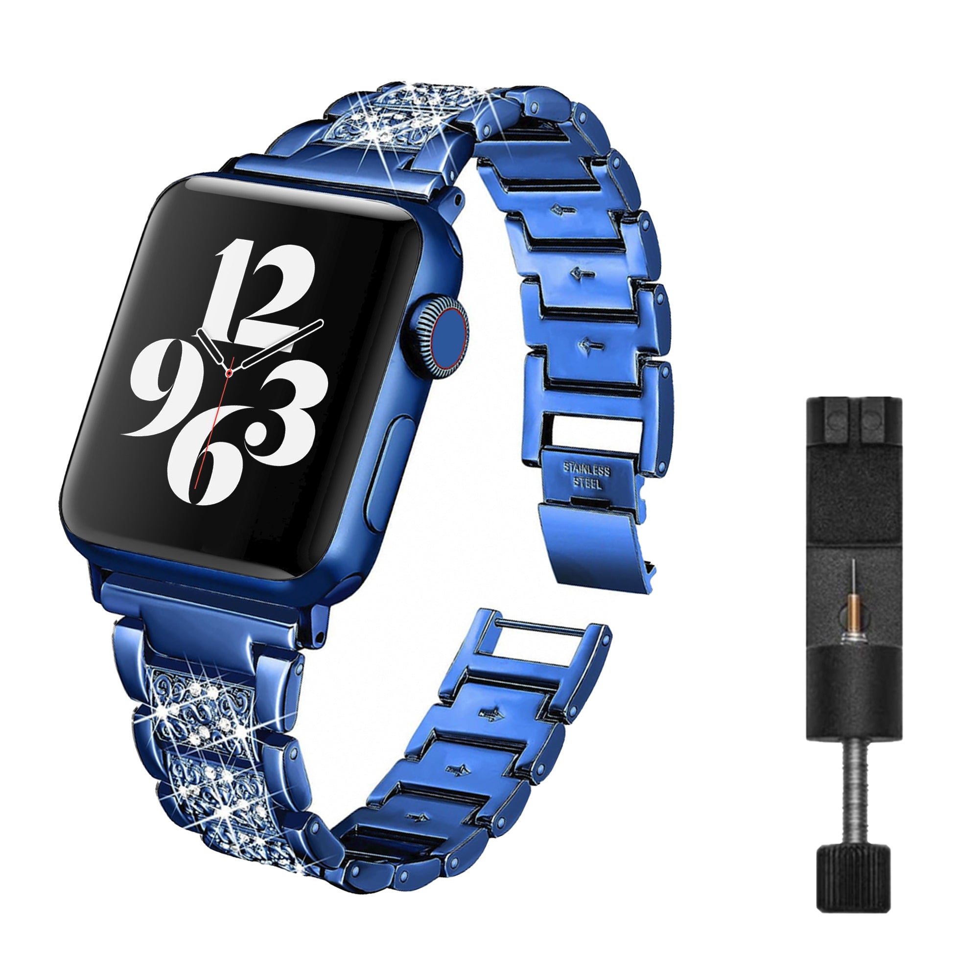 Diamant-Gliederarmband der Apple Watch – blau