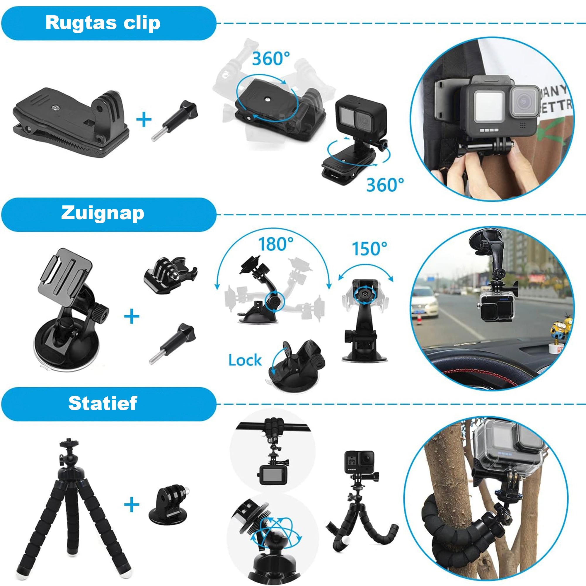 Gopro Accessoireset Geschikt voor GoPro Hero 12/11/10/9