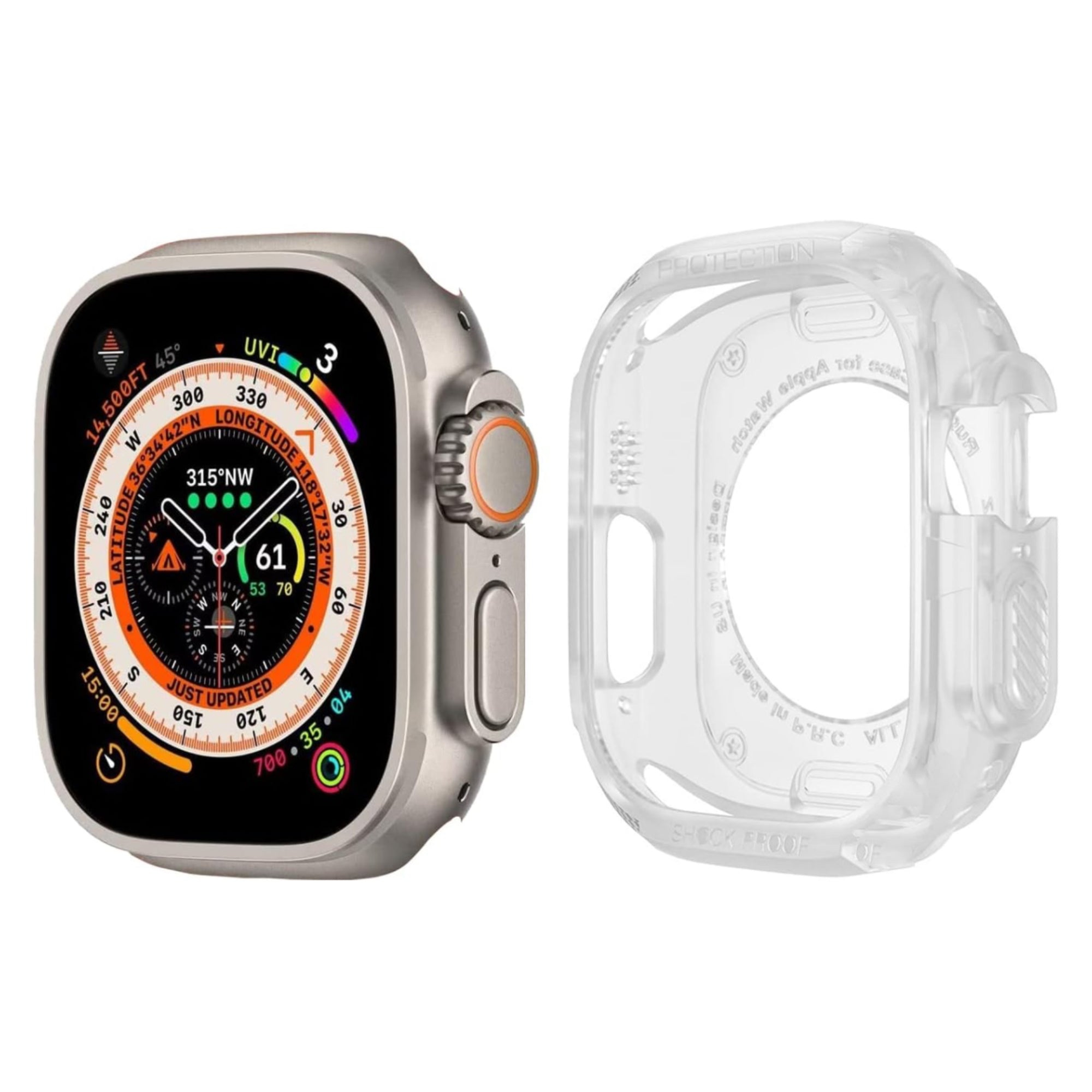 Apple Watch Ultra 49mm rugged case - transparent white