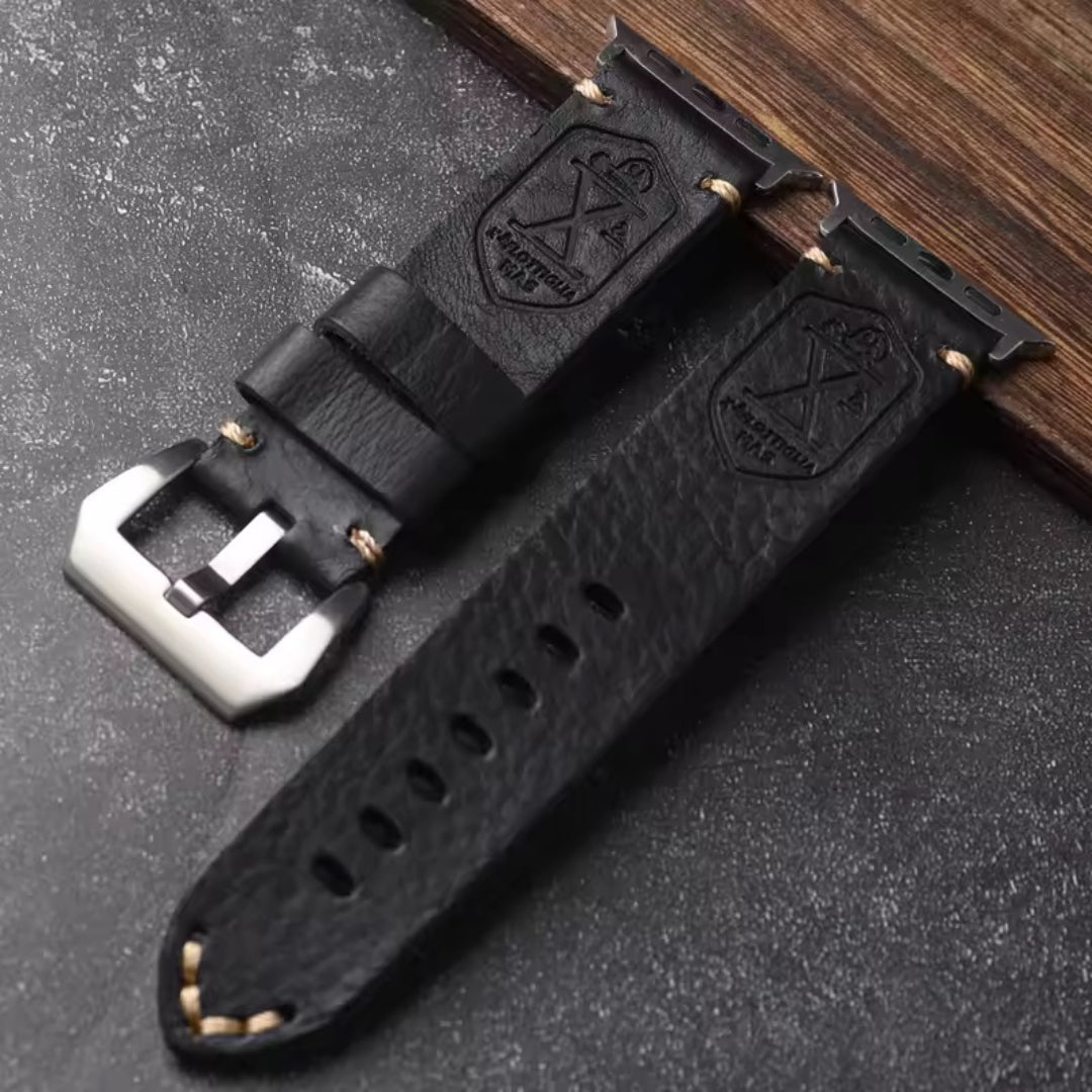 Apple Watch Lederarmband im Vintage-Stil – Schwarz