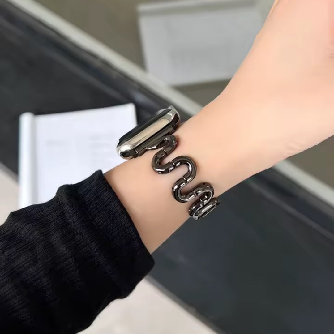 Apple Watch inspired snake bandje - zwart