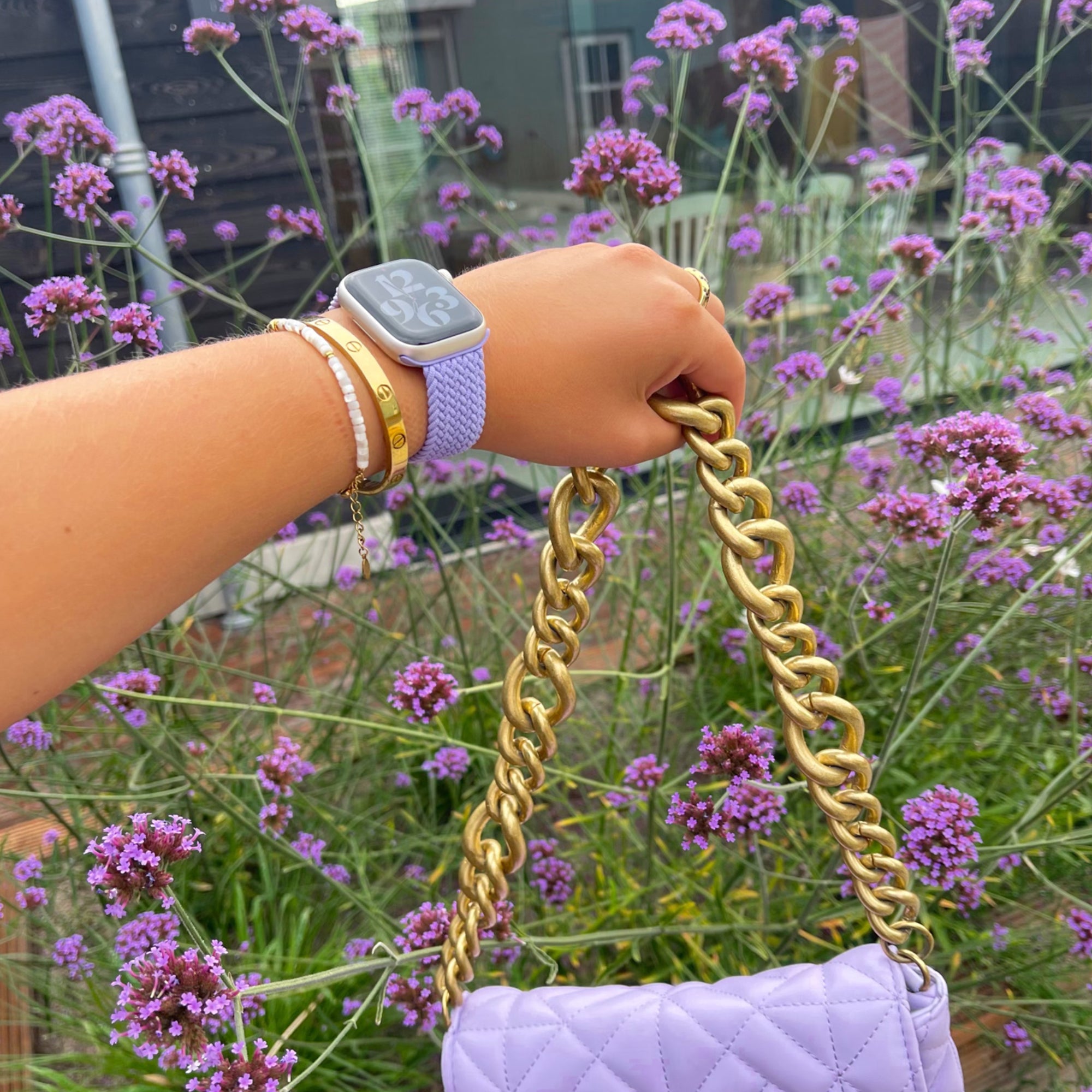 Apple Watch gevlochten loop verstelbaar - lavender