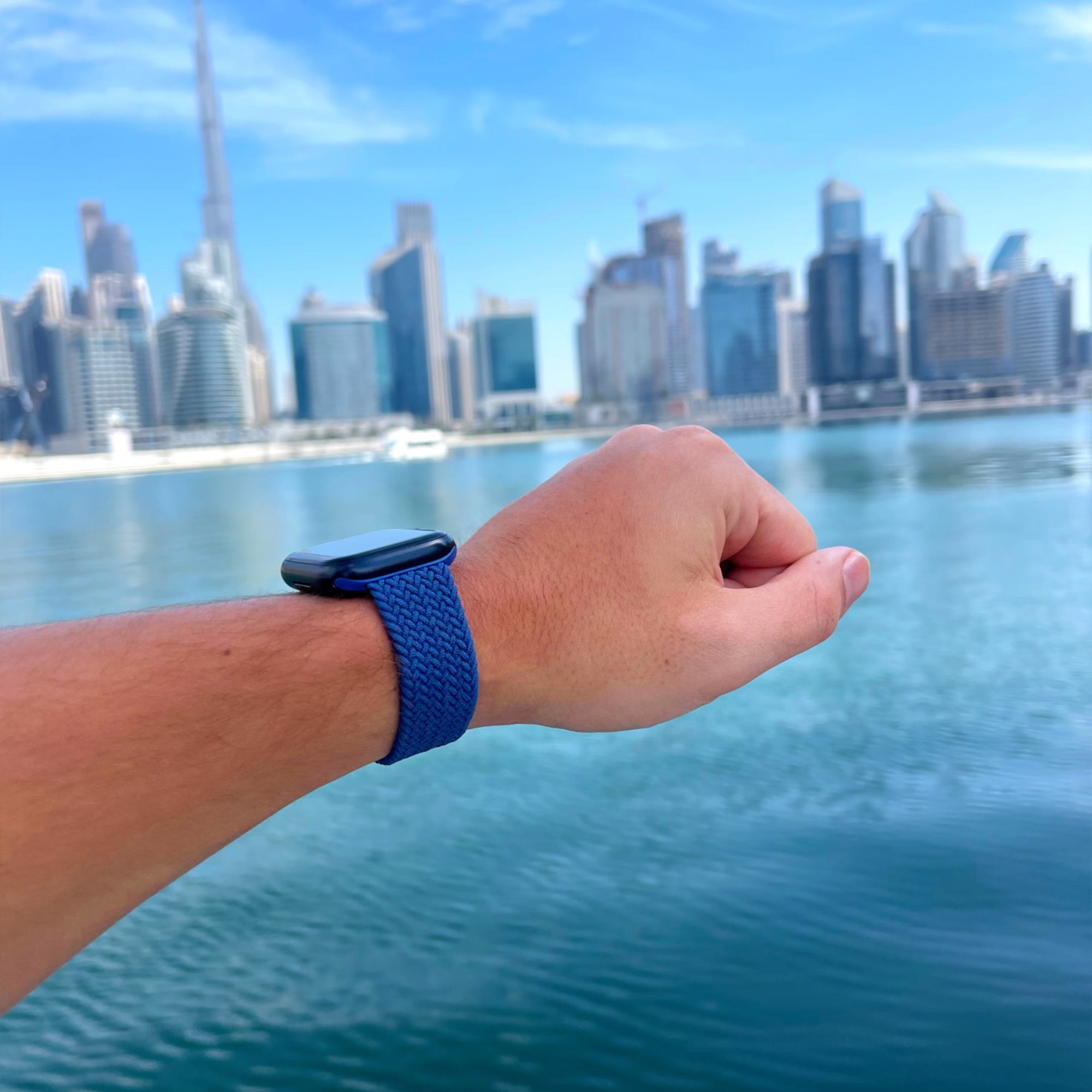 Apple Watch gevlochten loop verstelbaar - zeeblauw