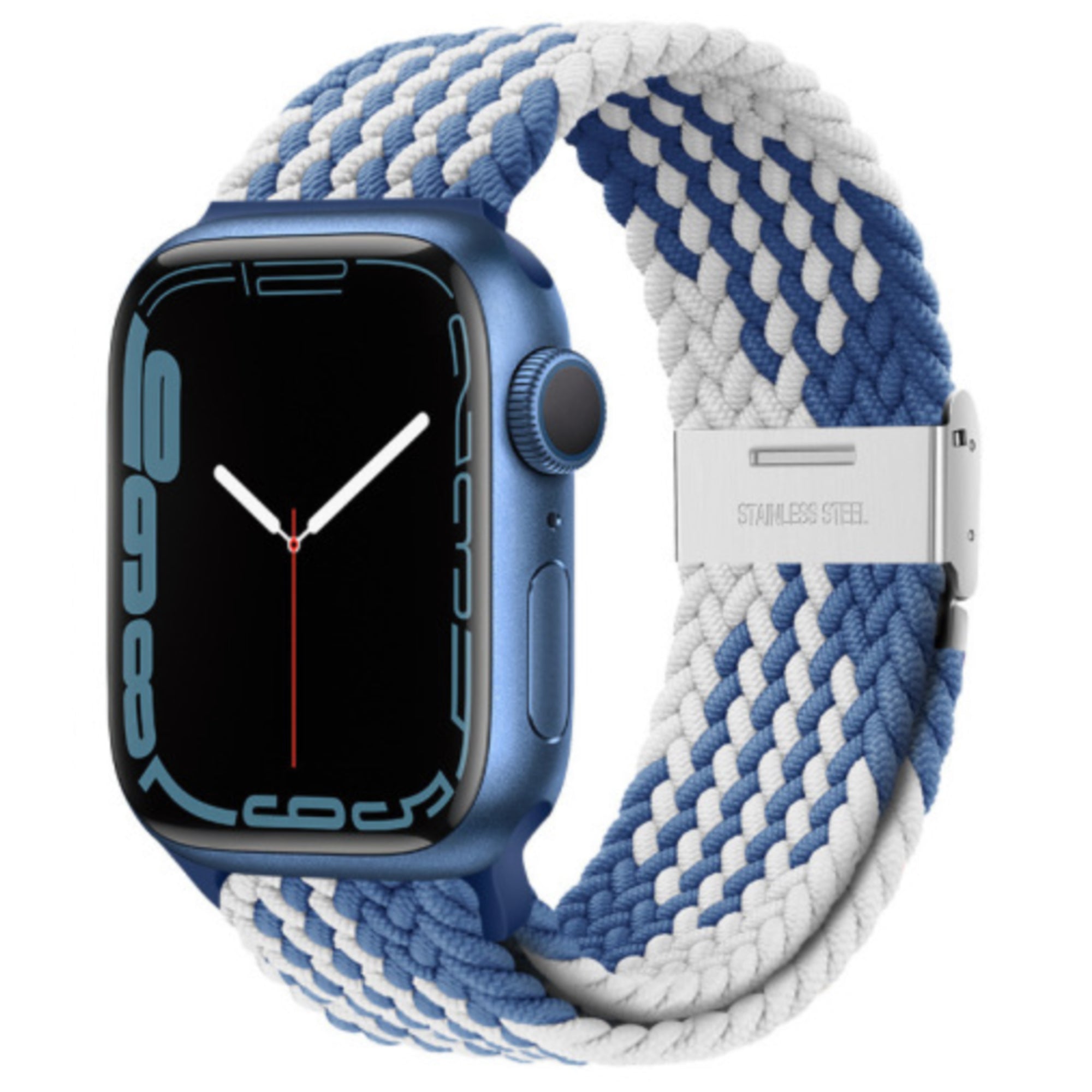 Apple Watch gevlochten loop verstelbaar - blauw wit