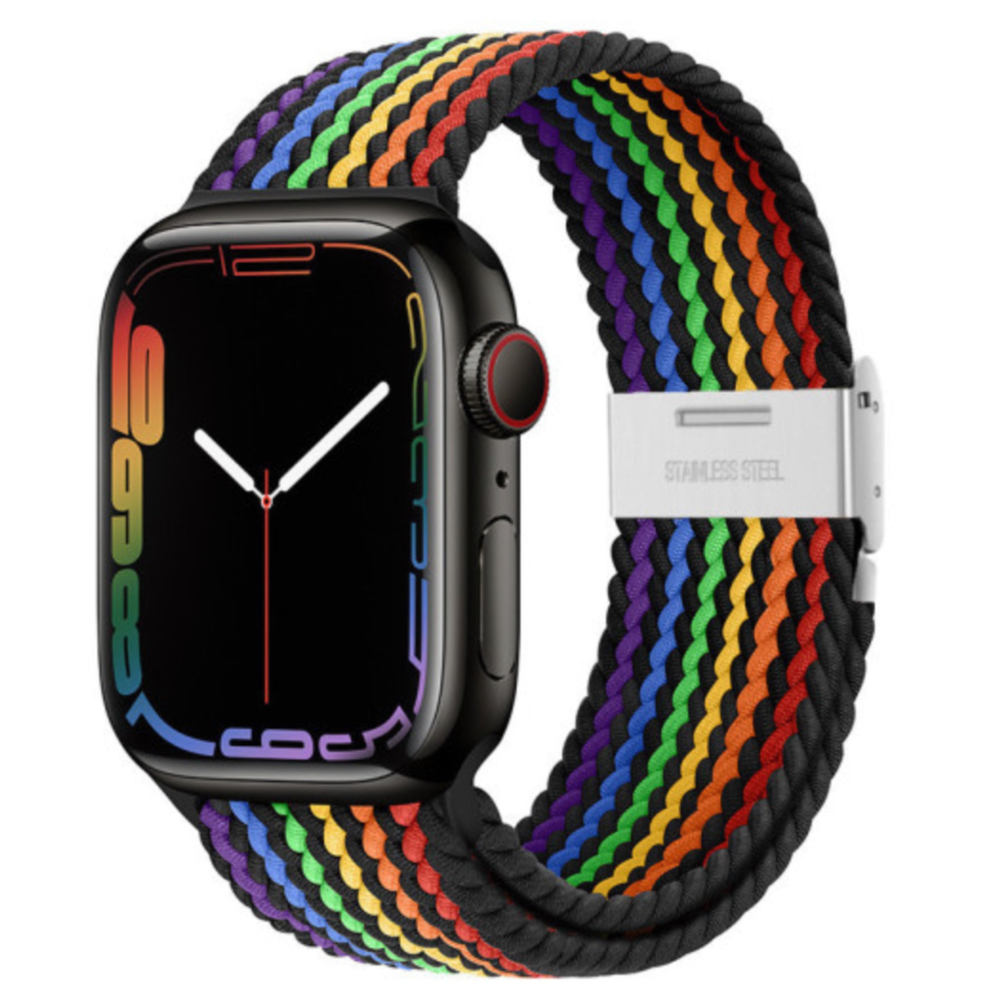 Apple Watch gevlochten loop verstelbaar - rainbow stripe