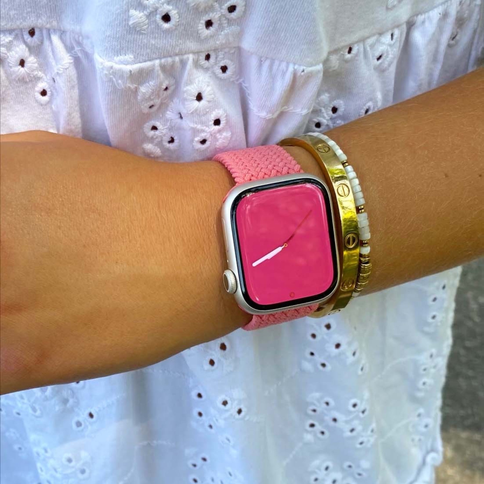 Apple Watch gevlochten loop verstelbaar - roze