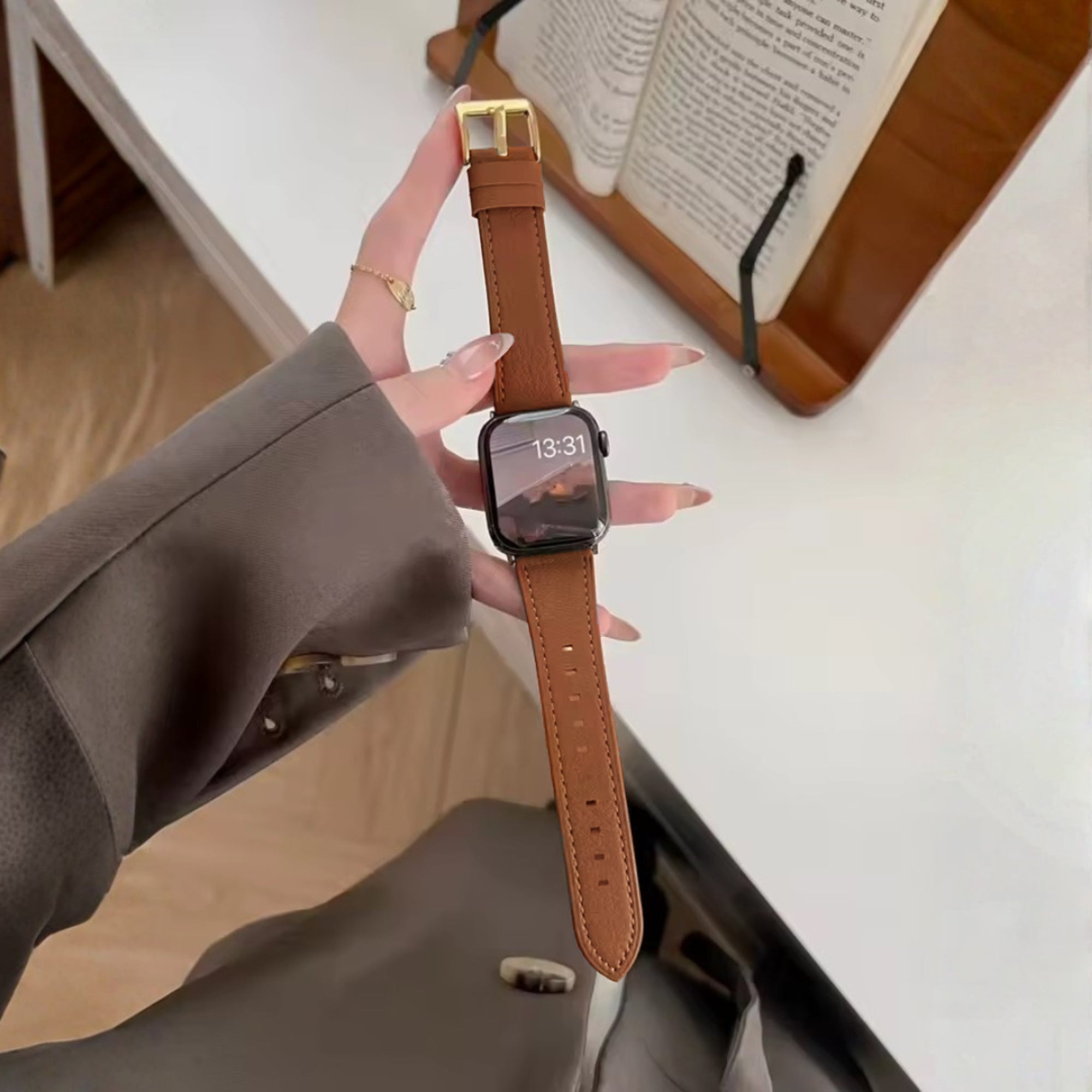 Apple Watch leren inspired band - bruin