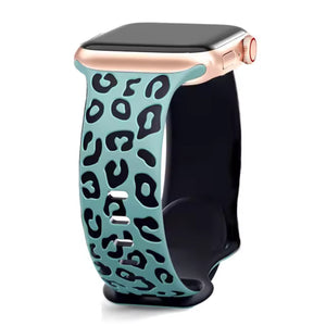 Apple Watch silicone panther strap - black red