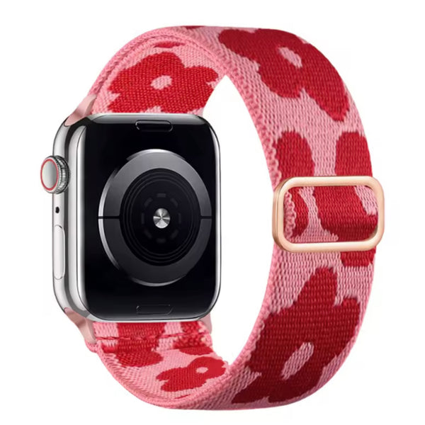Apple Watch nylon strap adjustable - red flowers
