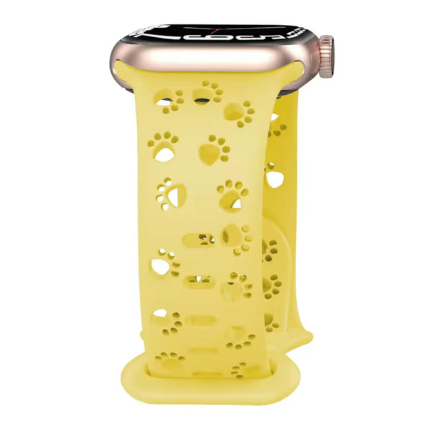 Apple Watch siliconen dog paw bandje - geel