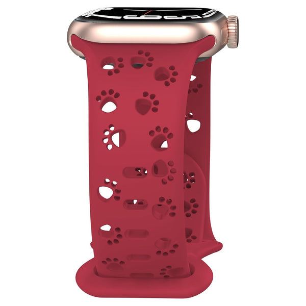 Apple Watch silicone dog paw strap - red