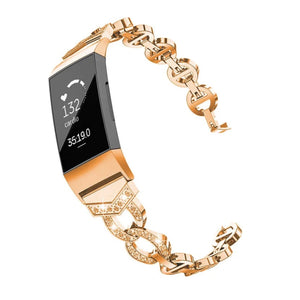 Fitbit Charge 5/6 diamond bandje - goud