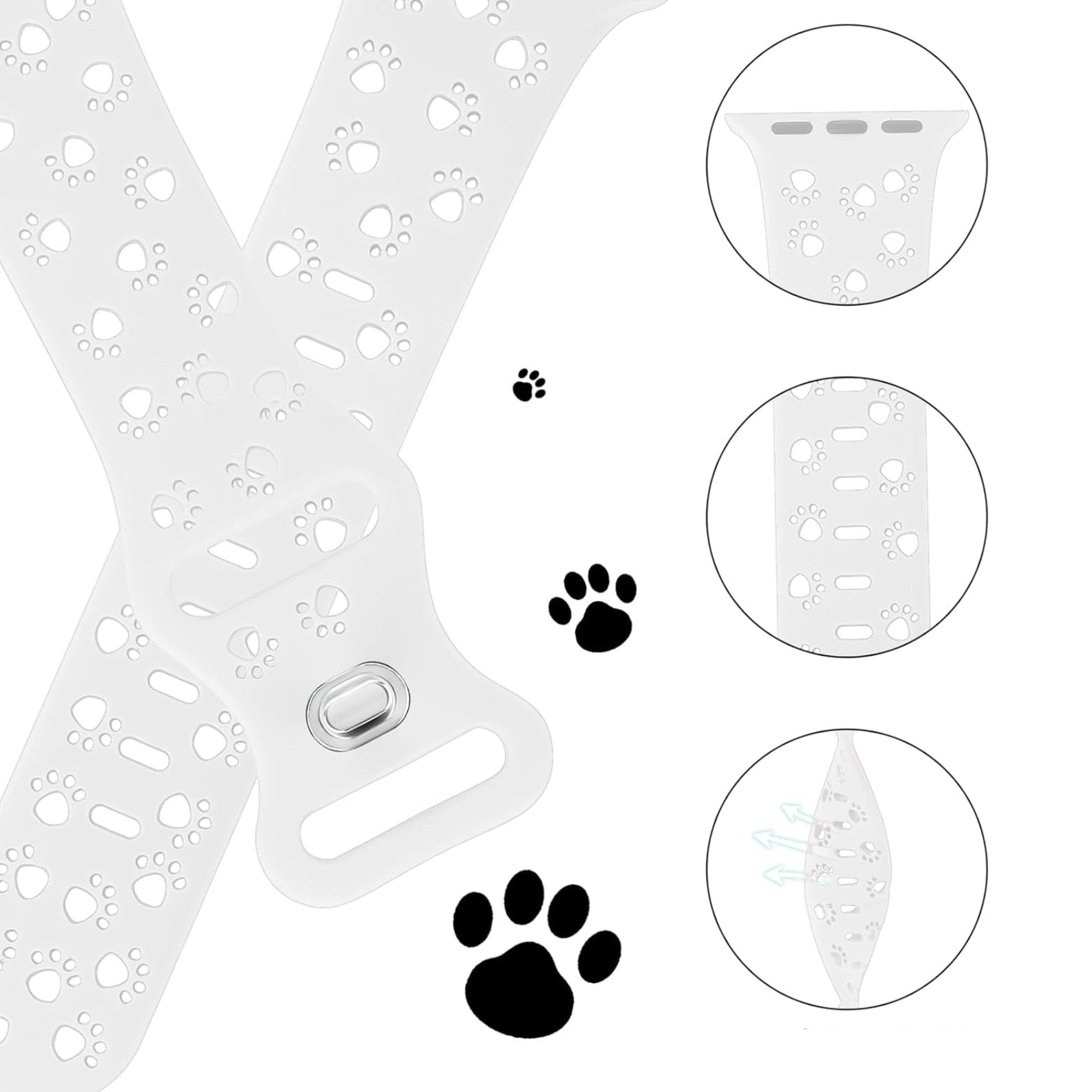 Apple Watch silicone dog paw strap - white