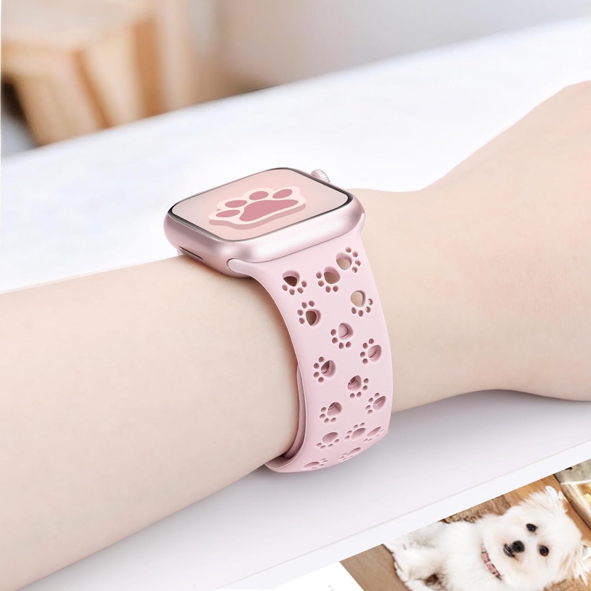 Apple Watch siliconen dog paw bandje - roze