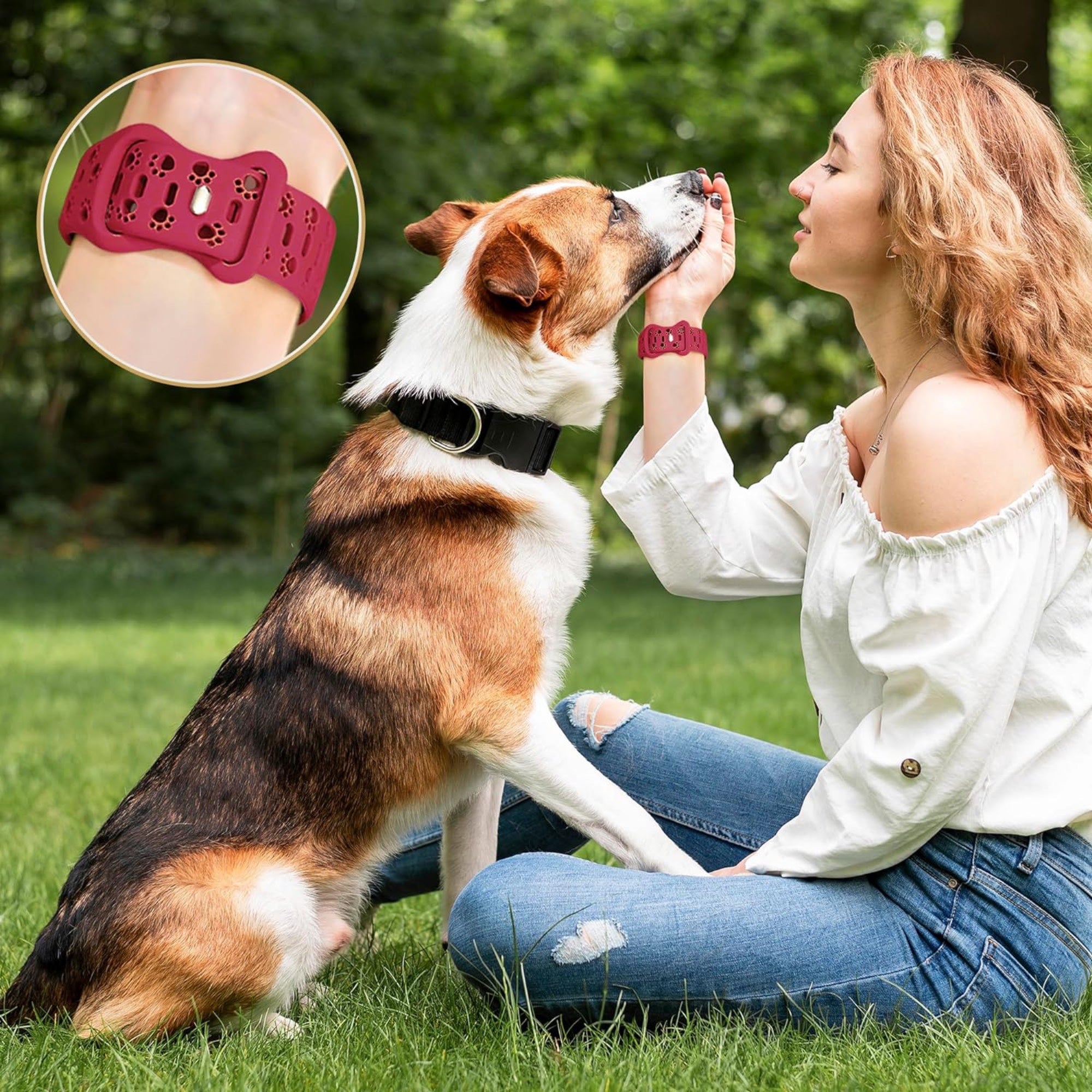 Apple Watch siliconen dog paw bandje - rood