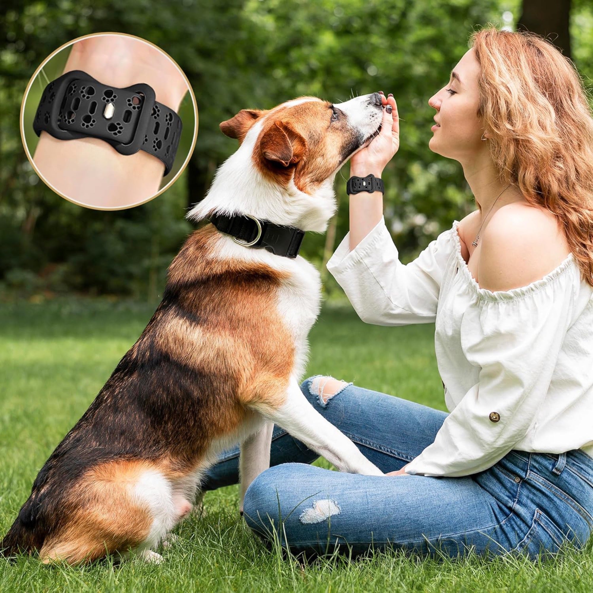 Apple Watch Hundepfotenarmband aus Silikon – Schwarz