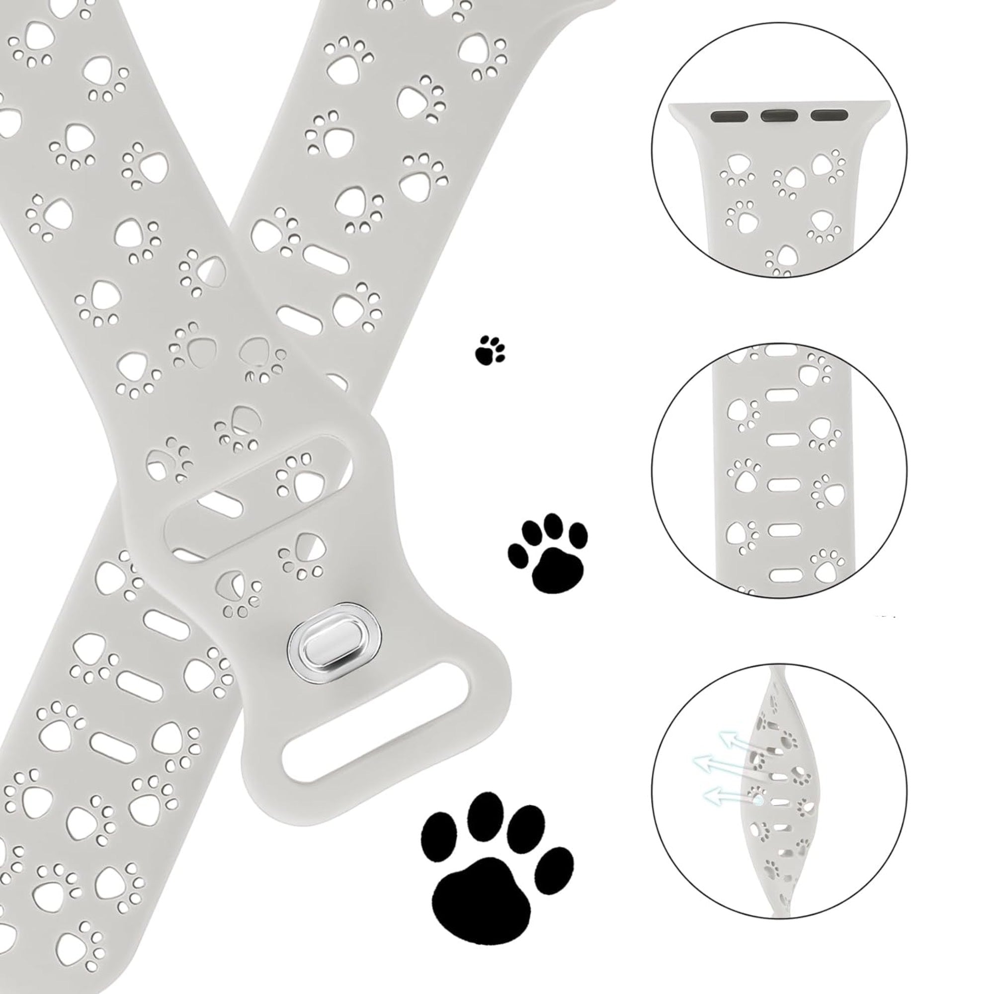 Apple Watch silicone dog paw strap - starlight