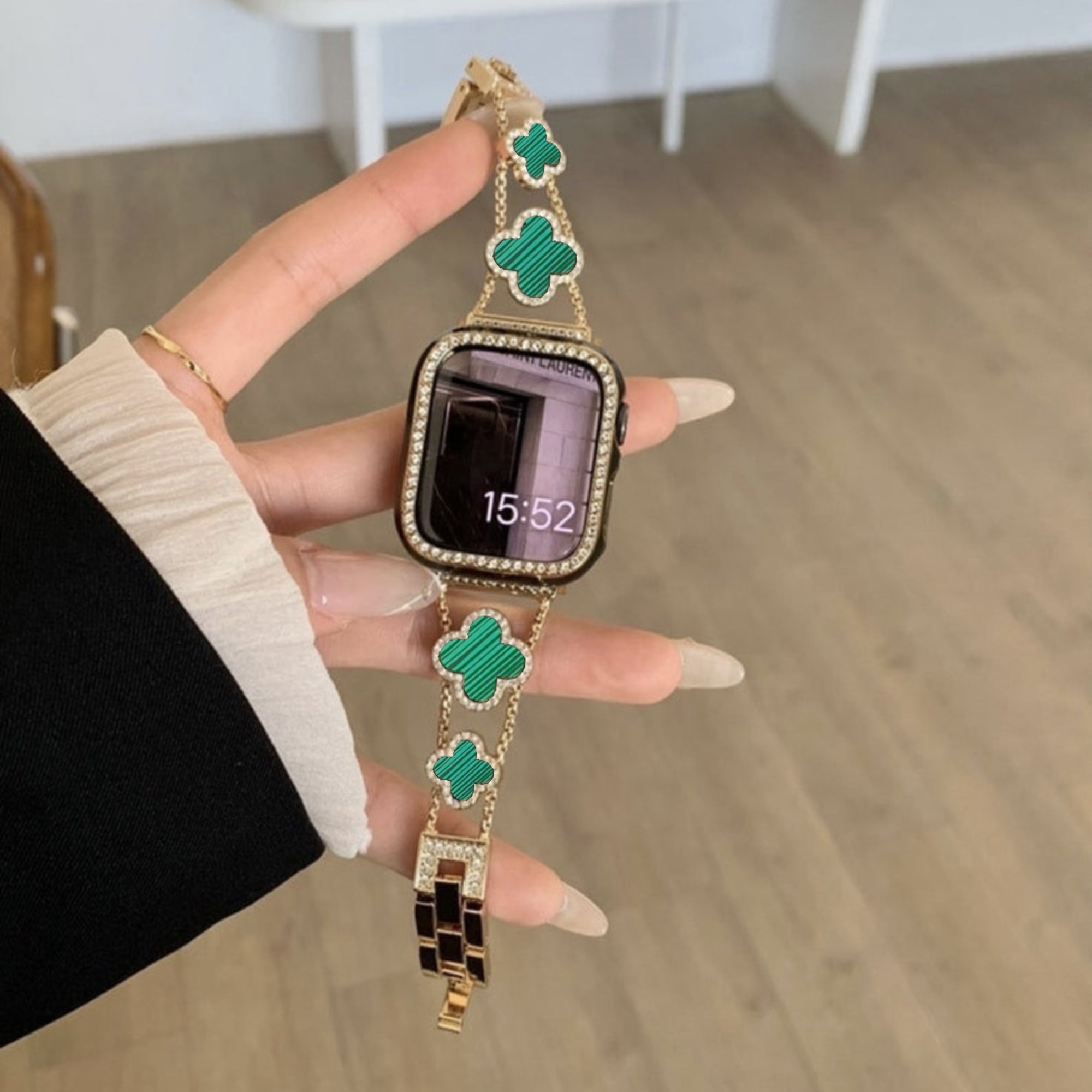 Apple Watch clover band lucky green - goud