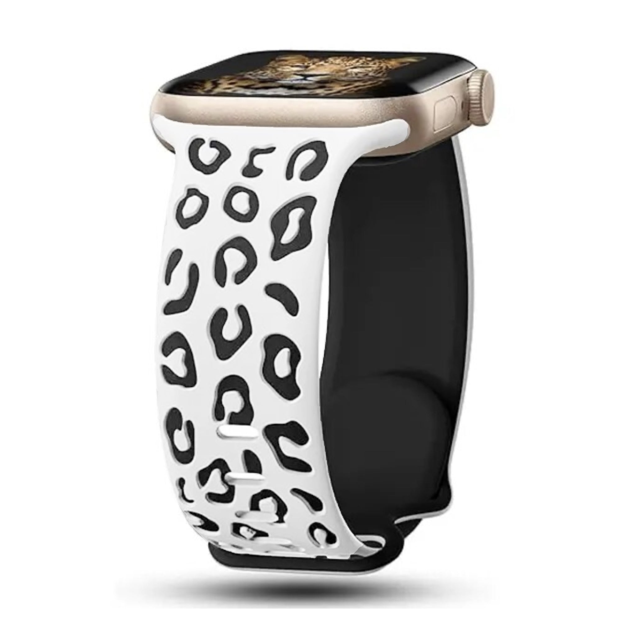 Apple Watch silicone panther strap - white black