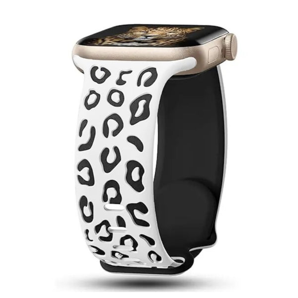 Apple Watch siliconen panter bandje - wit zwart