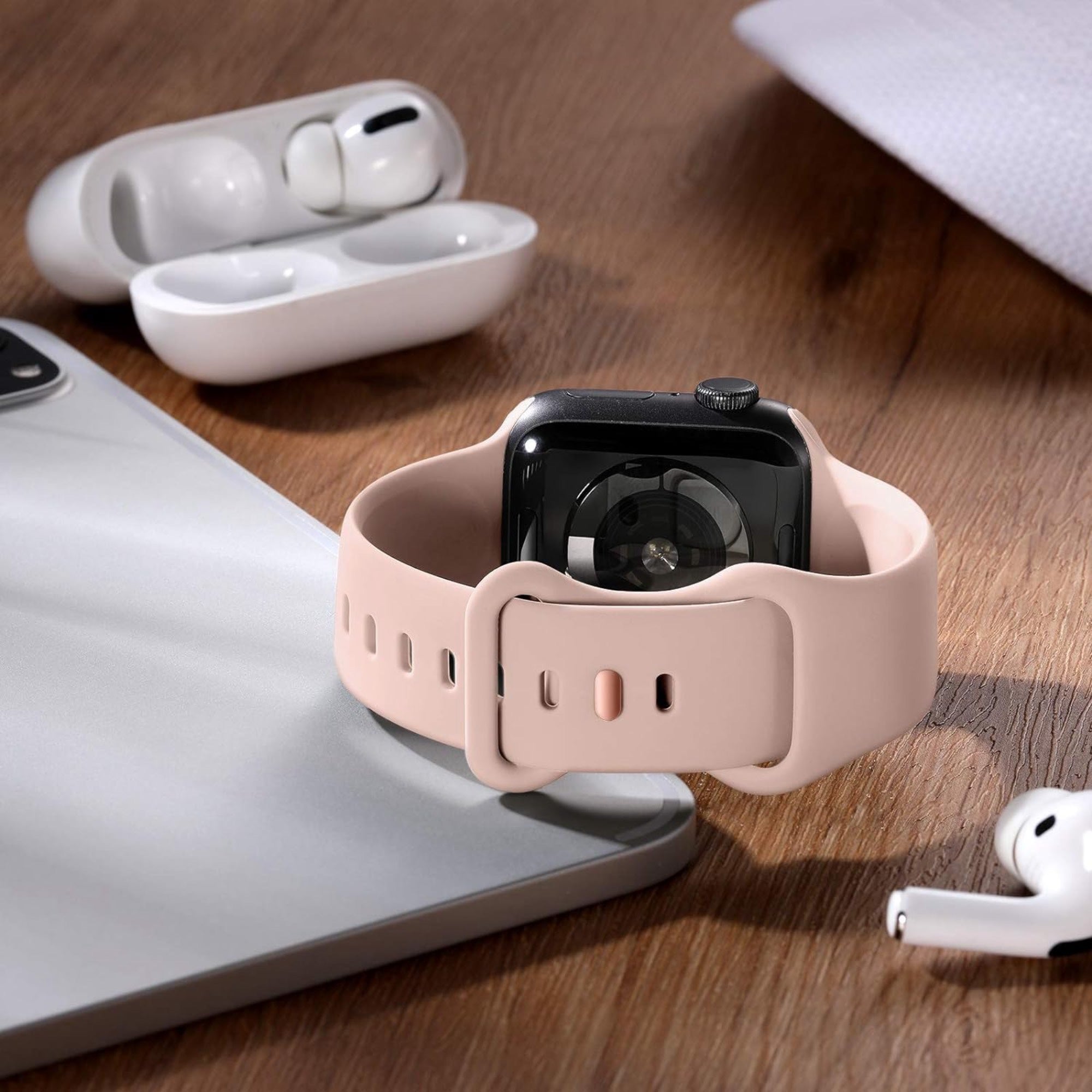 Apple Watch siliconen bandje - pink sand