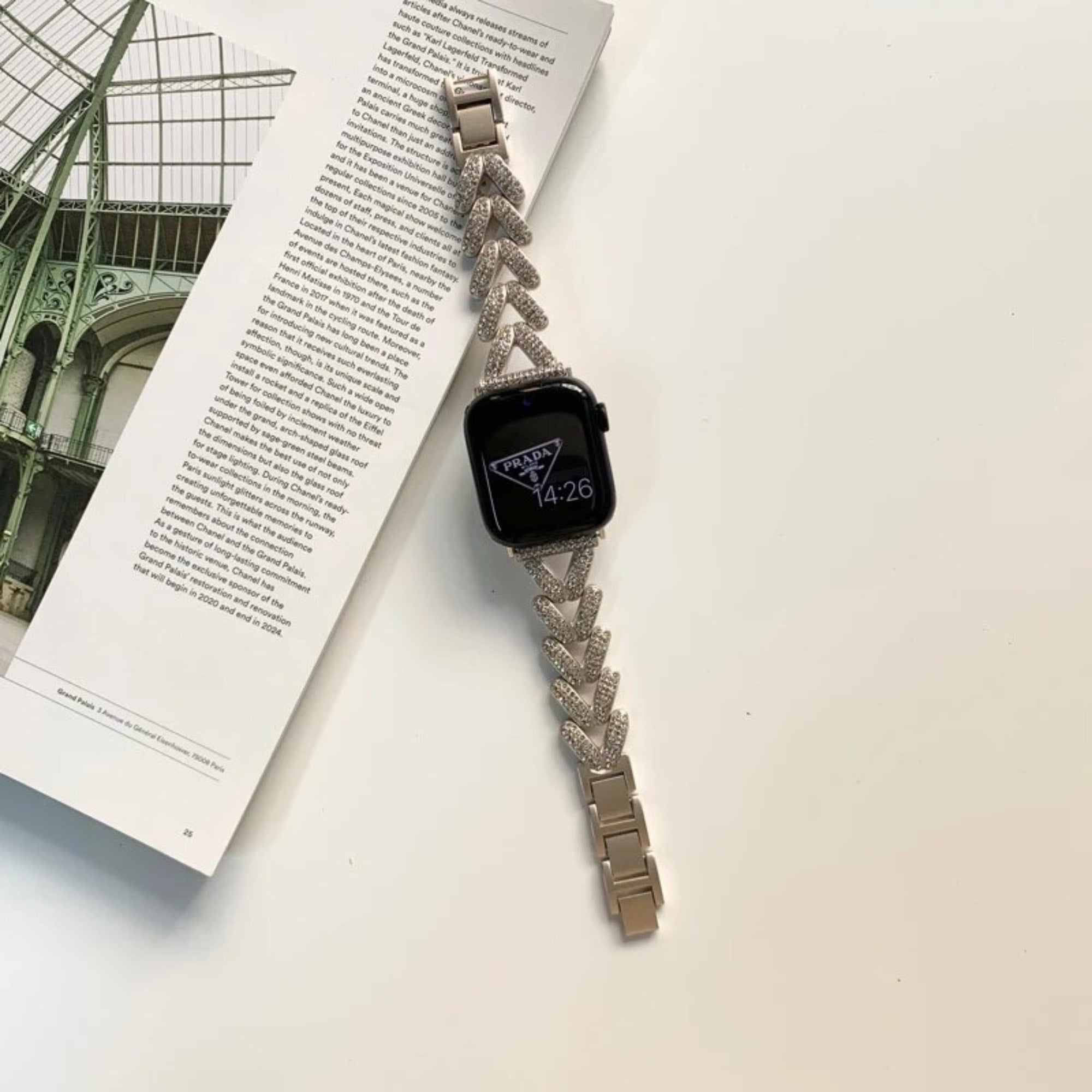 Apple Watch diamond V bandje - starlight