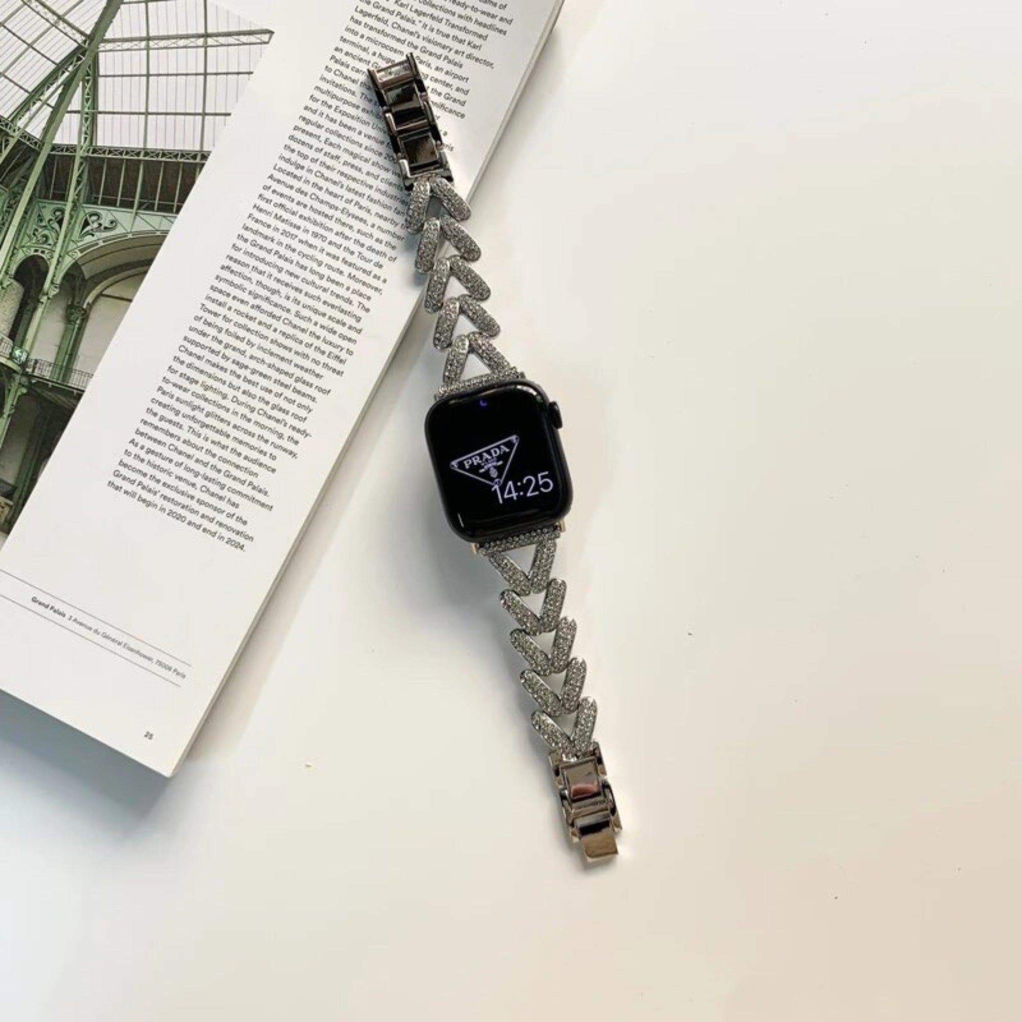 Apple Watch diamond V strap - silver