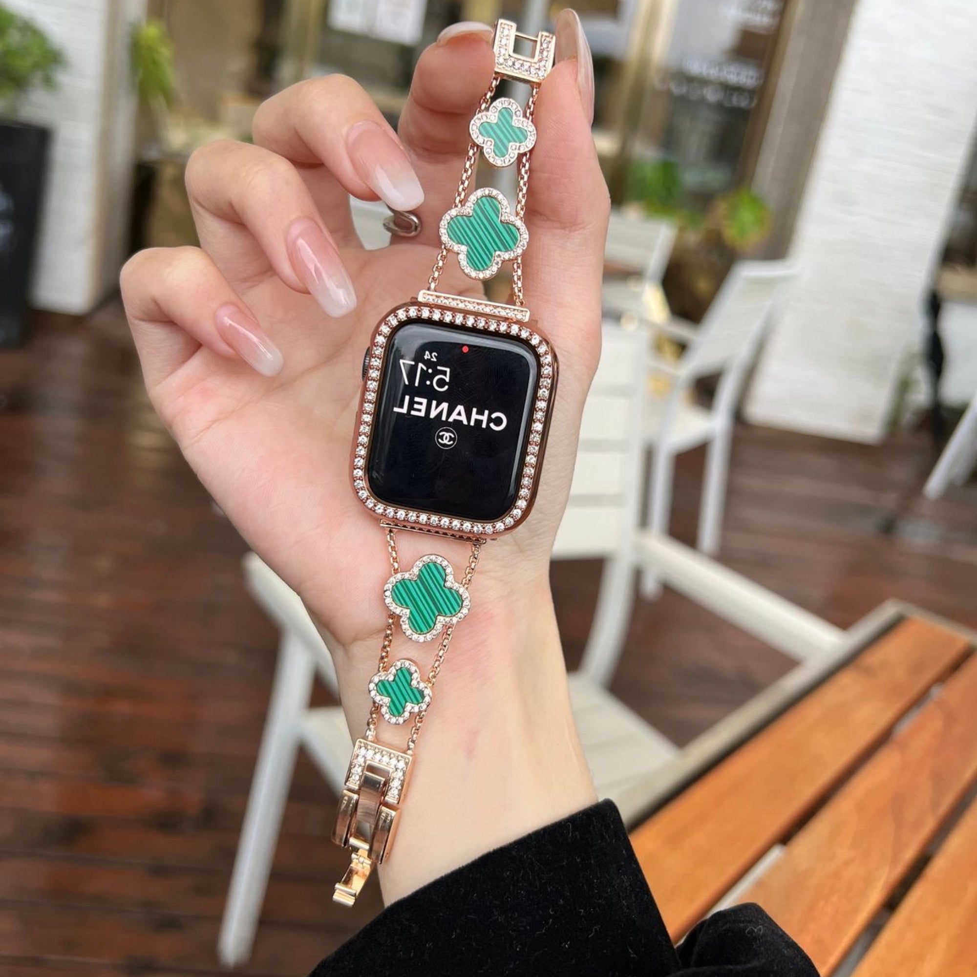 Apple Watch clover band lucky green - rosé