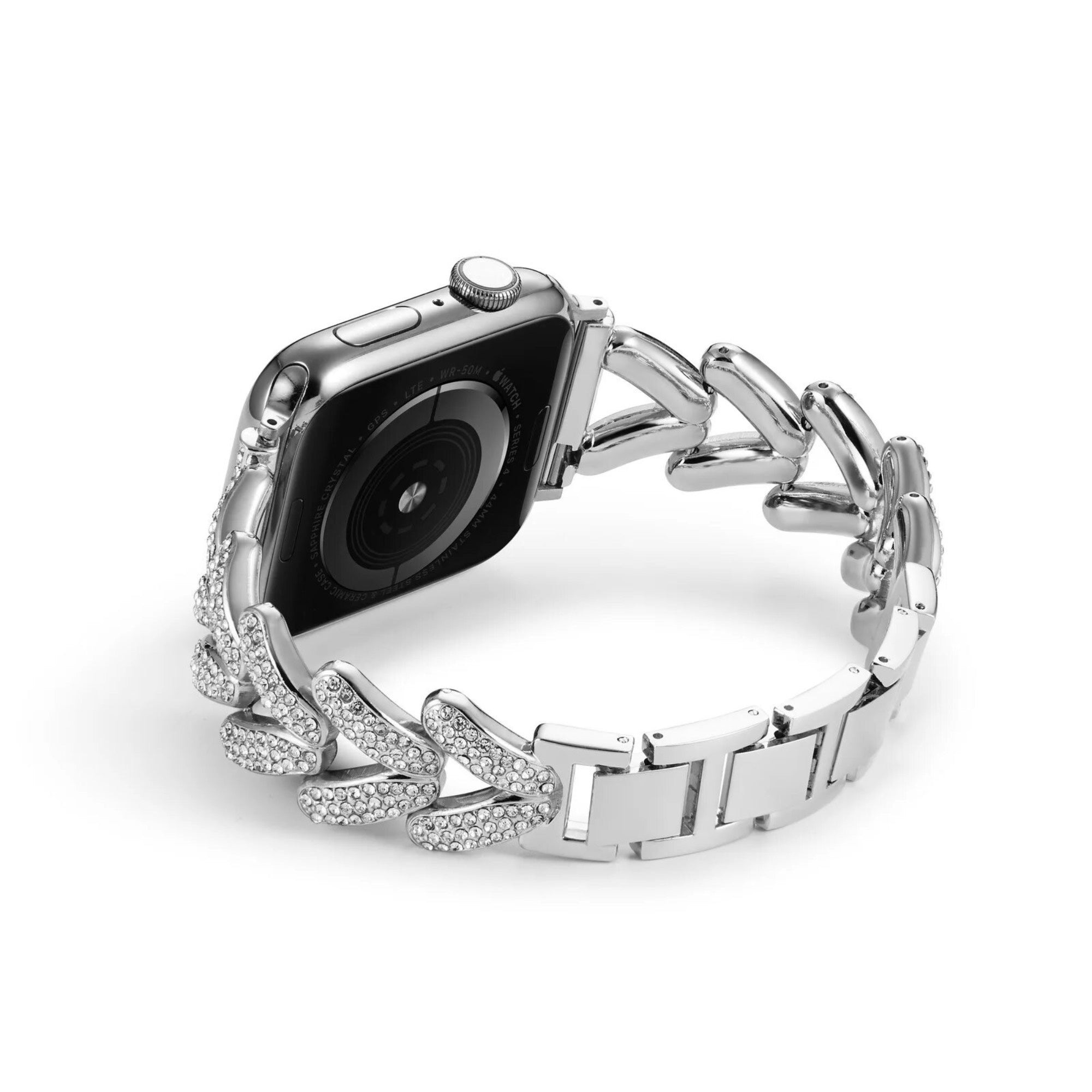 Apple Watch diamond V bandje - zilver