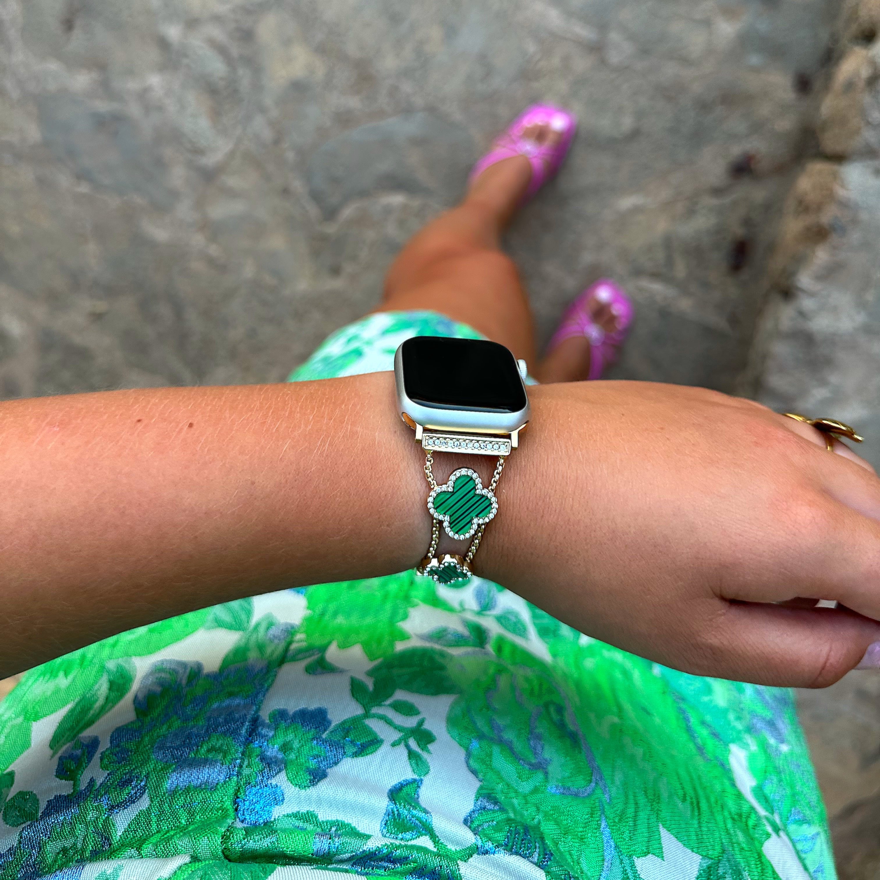 Apple Watch clover band lucky green - goud