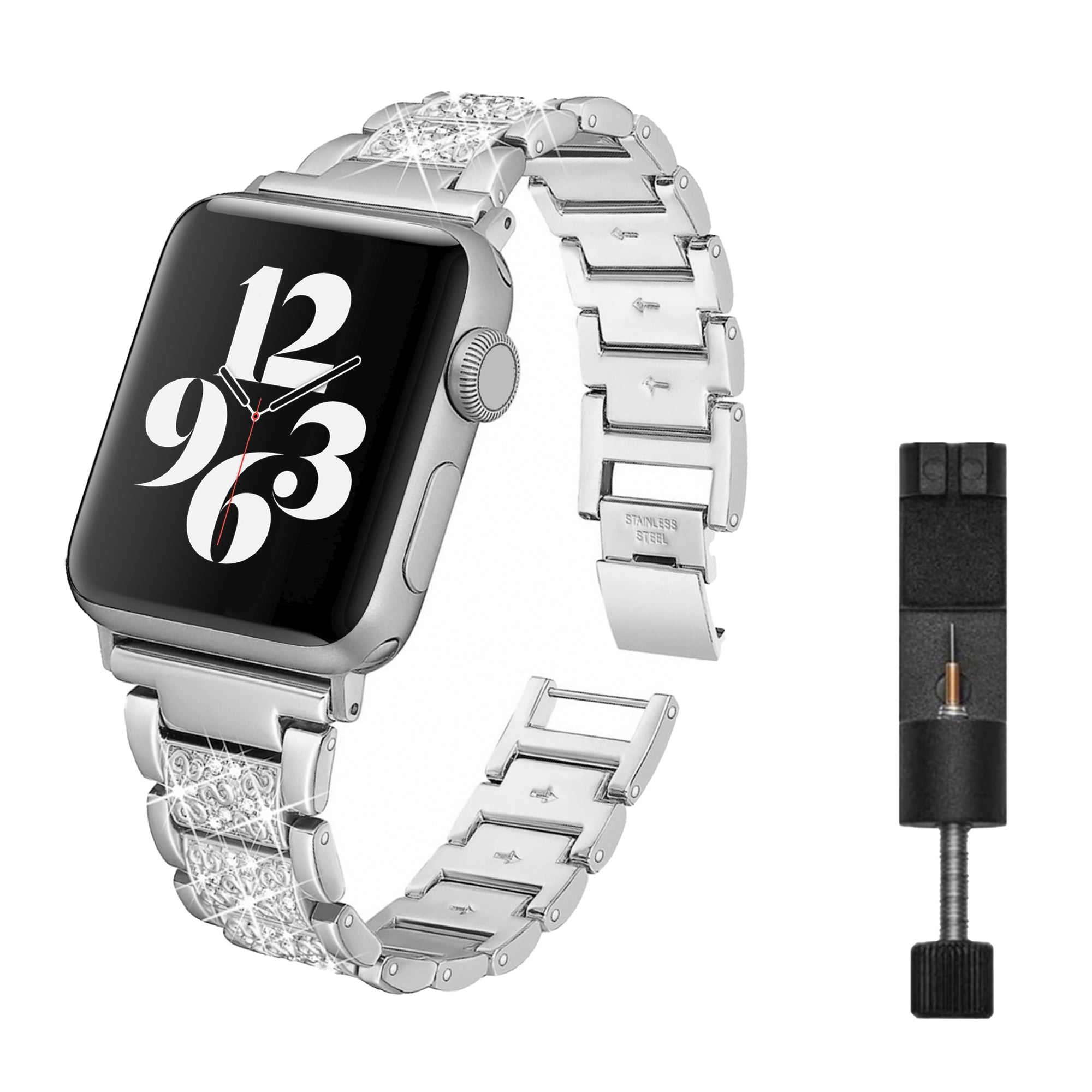 Apple Watch diamond link strap - silver