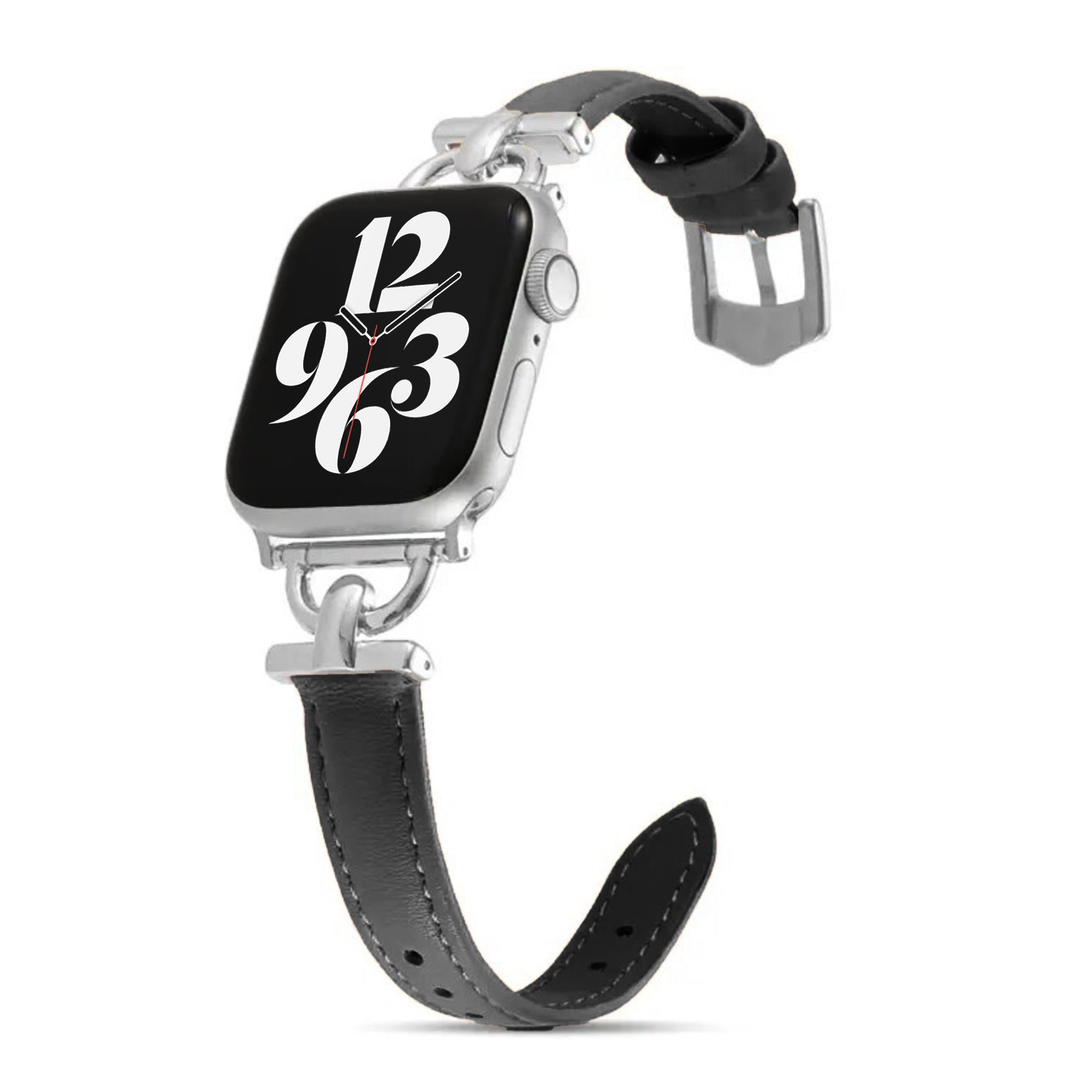 Schlankes Lederarmband für die Apple Watch – Schwarz