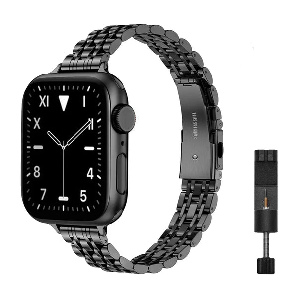 Schlankes, von der Apple Watch inspiriertes Armband – Schwarz 