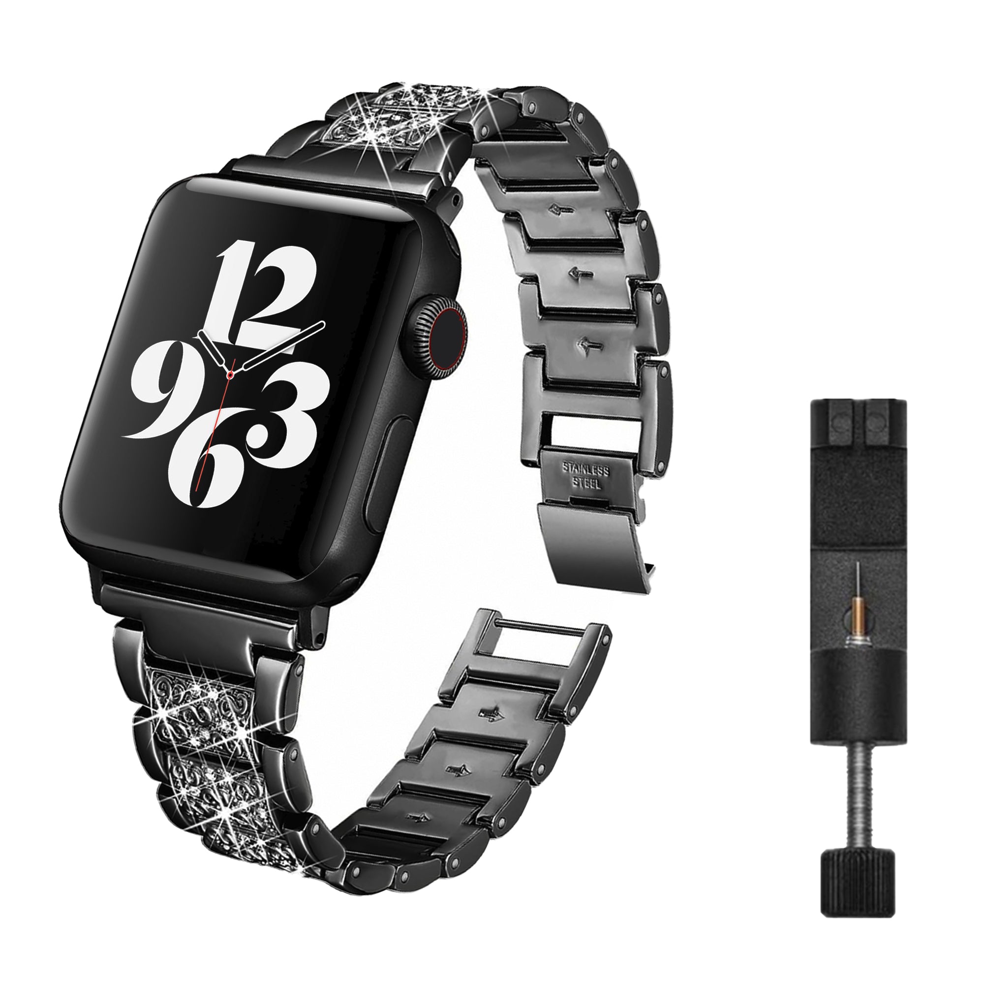 Diamant-Gliederarmband für die Apple Watch – Schwarz