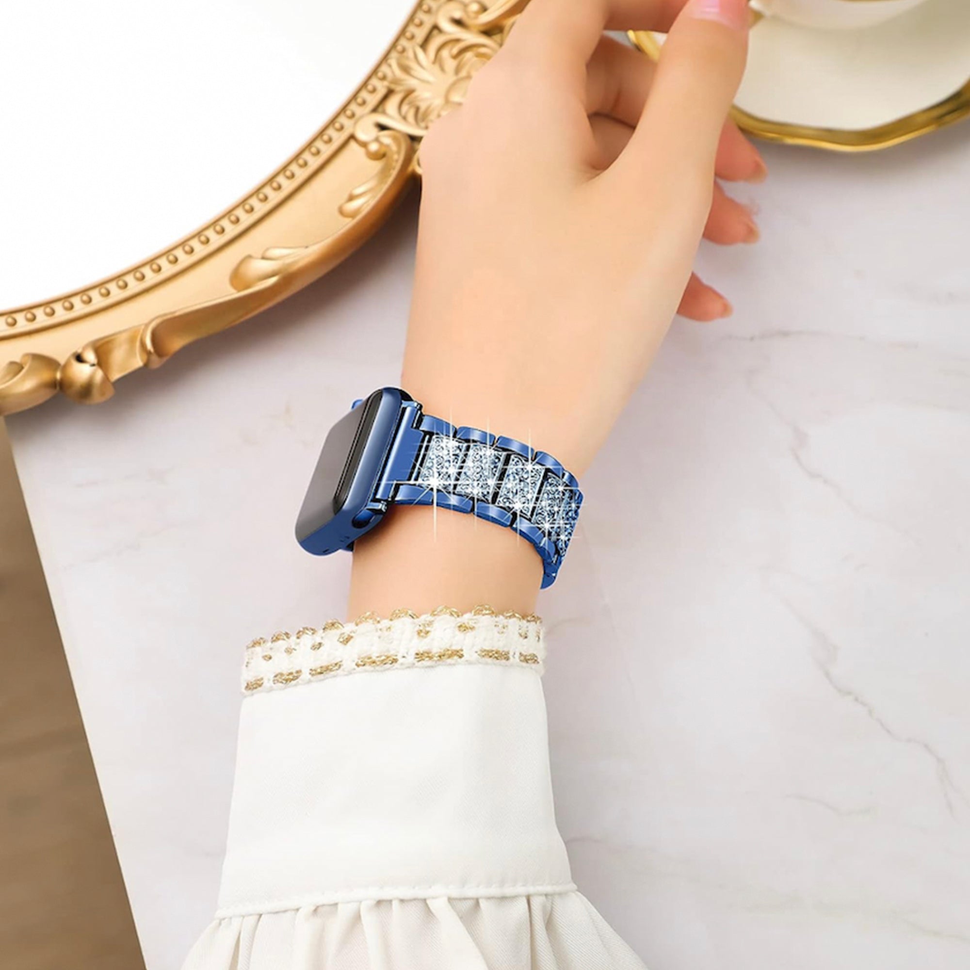 Diamant-Gliederarmband der Apple Watch – blau