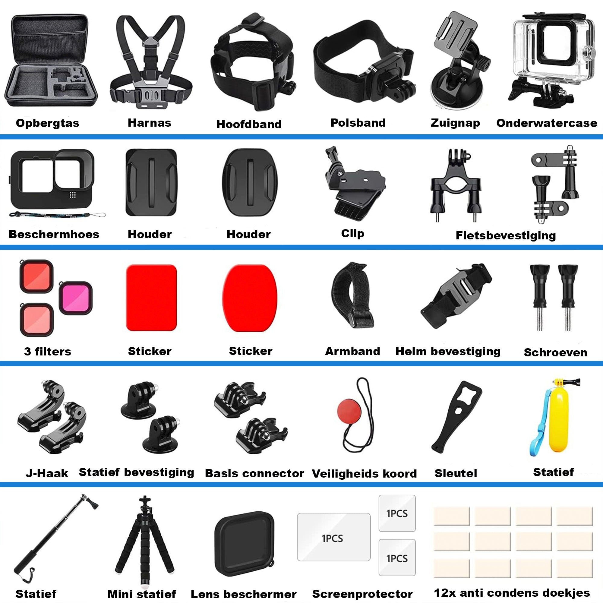 Gopro Accessoireset Geschikt voor GoPro Hero 12/11/10/9