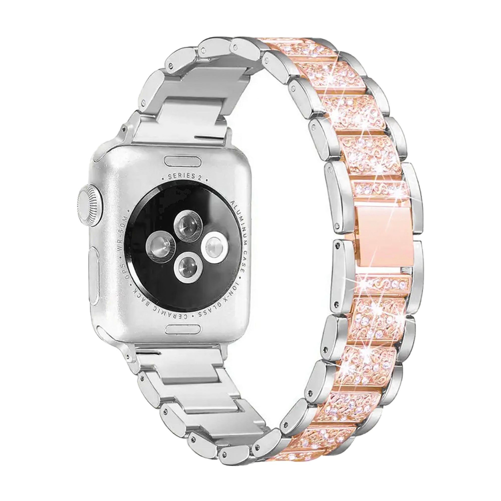 Diamant-Gliederarmband für die Apple Watch – Silberrose