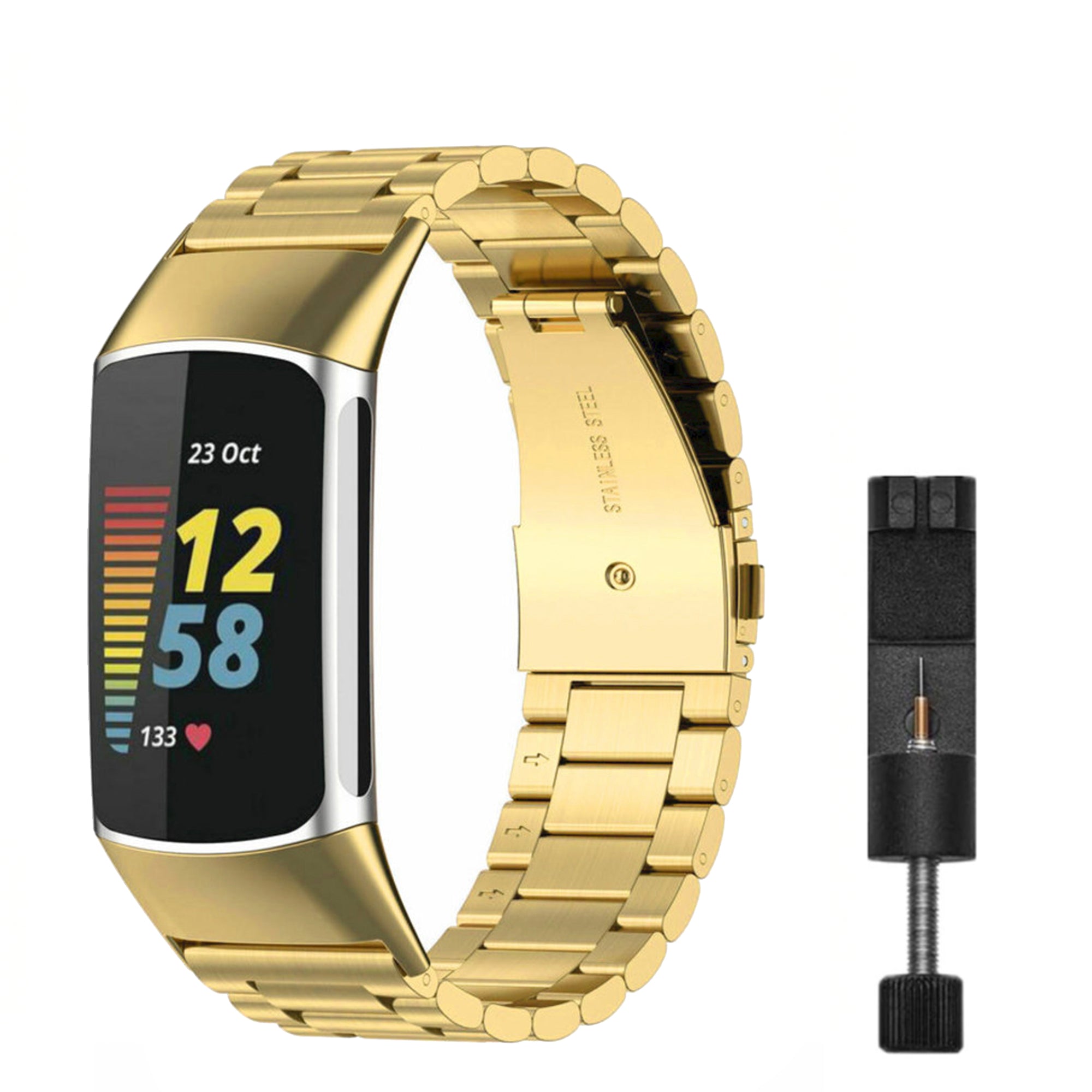 Fitbit charge 5/6 link band - gold