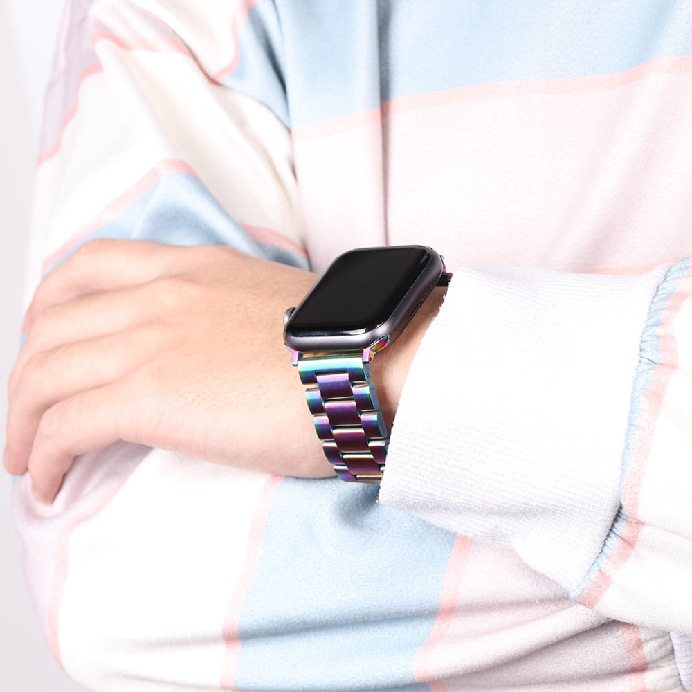 Apple Watch stalen schakel band- regenboog