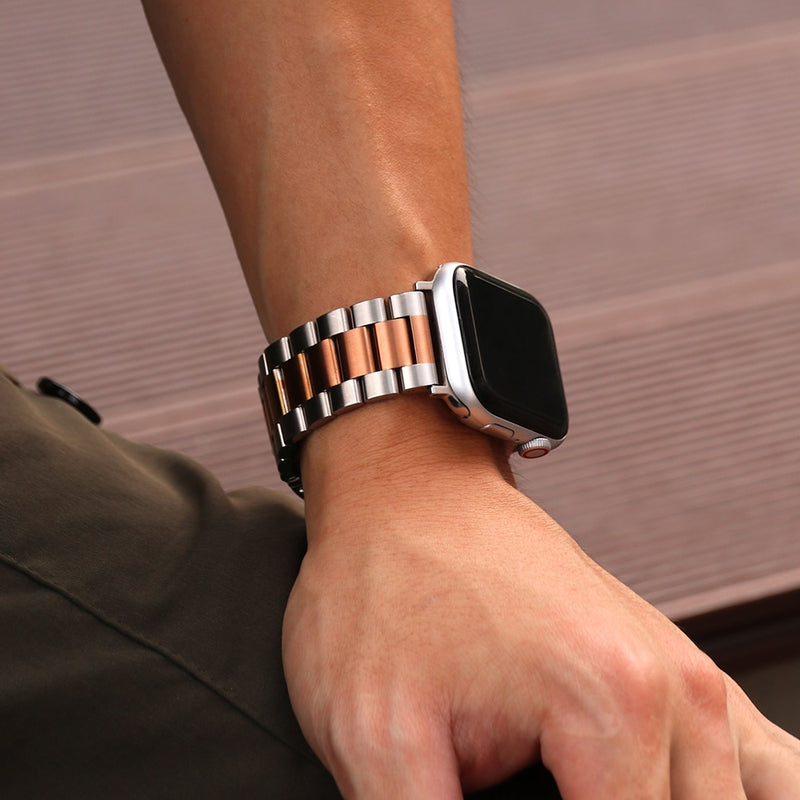 Apple Watch stalen schakel band - zilver rosé