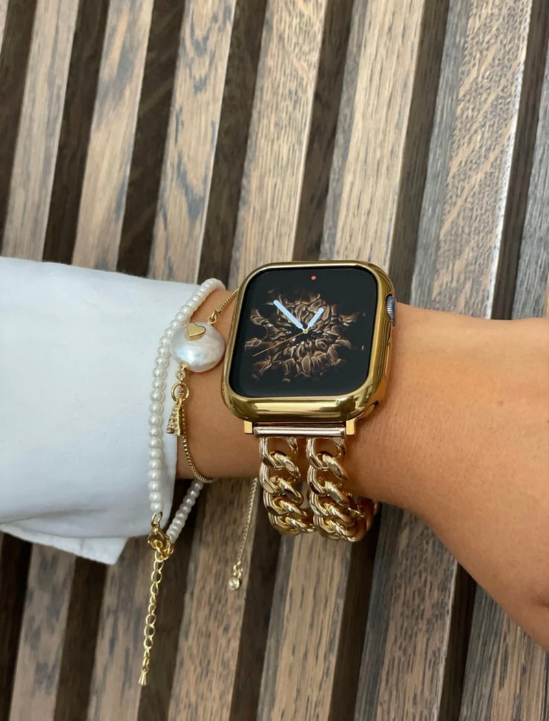 Apple Watch dubbel ketting schakel bandje - goud