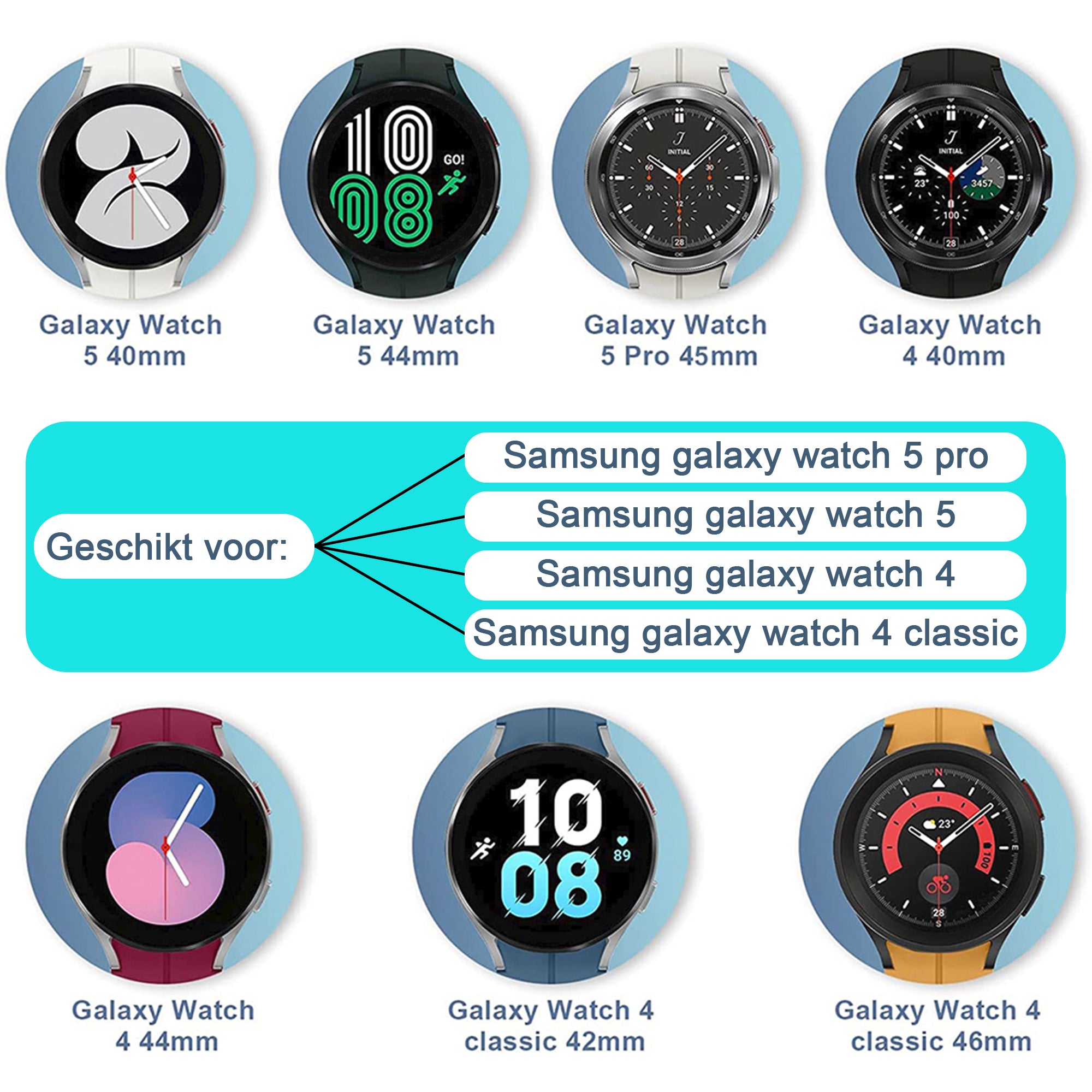 Samsung Galaxy Watch link strap for watch 4/5/5pro - black