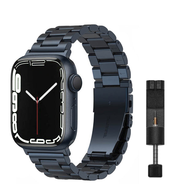Apple Watch stalen schakel band - navy blue